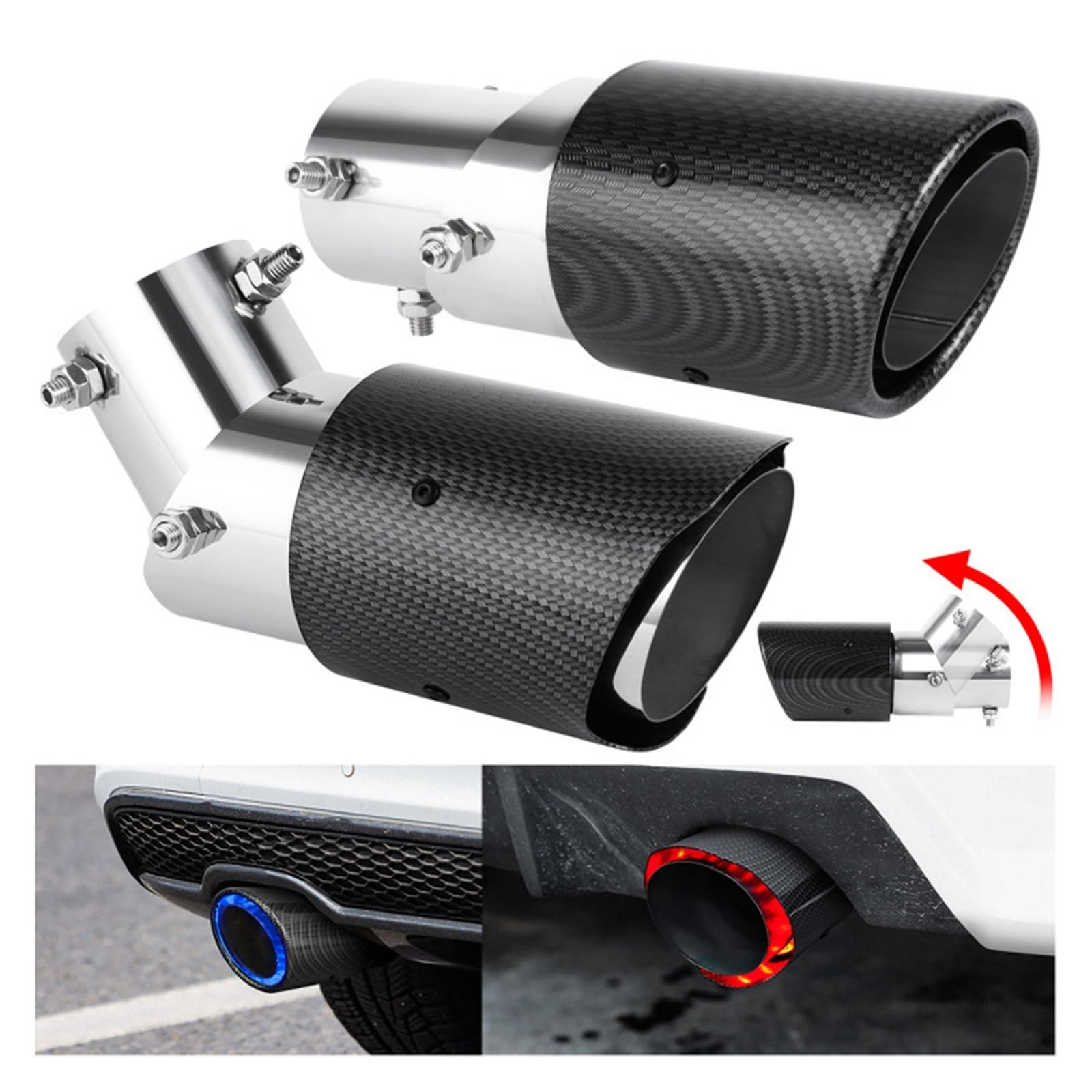 Car Silencer Pojedyncza rura z włókna węglowego obudowa ABS wydechowa samochodu uniwersalny regulowany ogon płomień Decor głowica ochronna niezbędne akcesorium(Straight Edge Non lu)