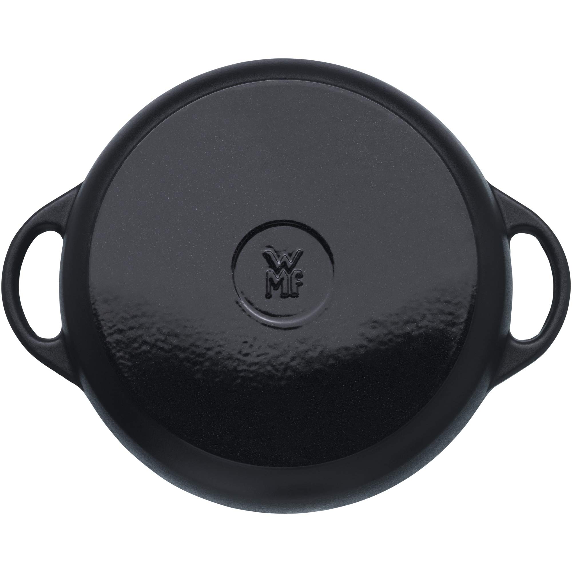 WMF 28 cm indukcyjna patelnia do duszenia, patelnia rolnicza ze szklaną pokrywką, żeliwo emaliowane, wysoka obręcz, żaroodporna, czarna