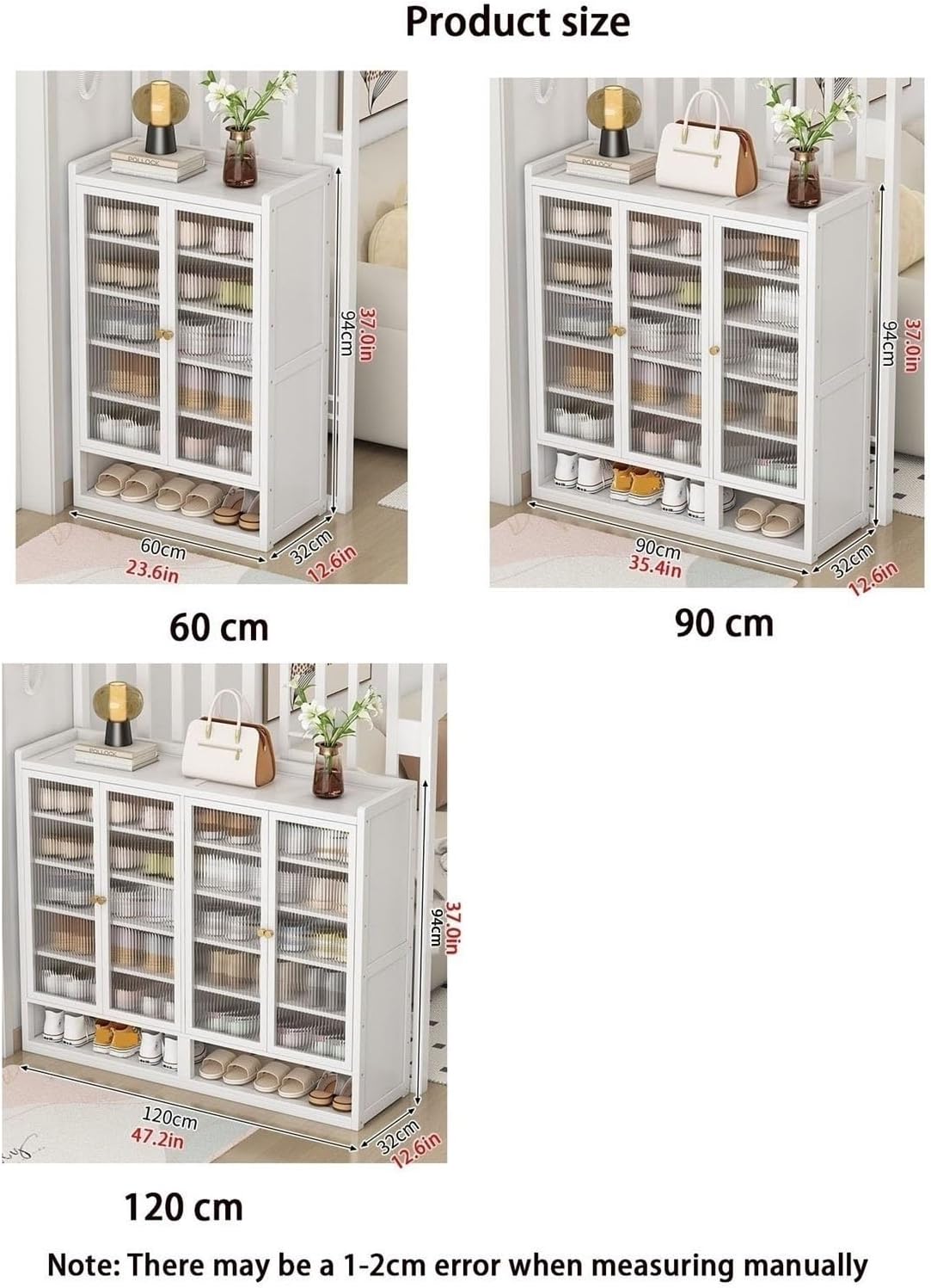 Bamboo Shoe Storage Cabinet - 7-Tier Freestanding Shoe Rack with Transparent Doors for Entryway, Hallway, or Living Room - Space-Saving Design with Multiple Shelves