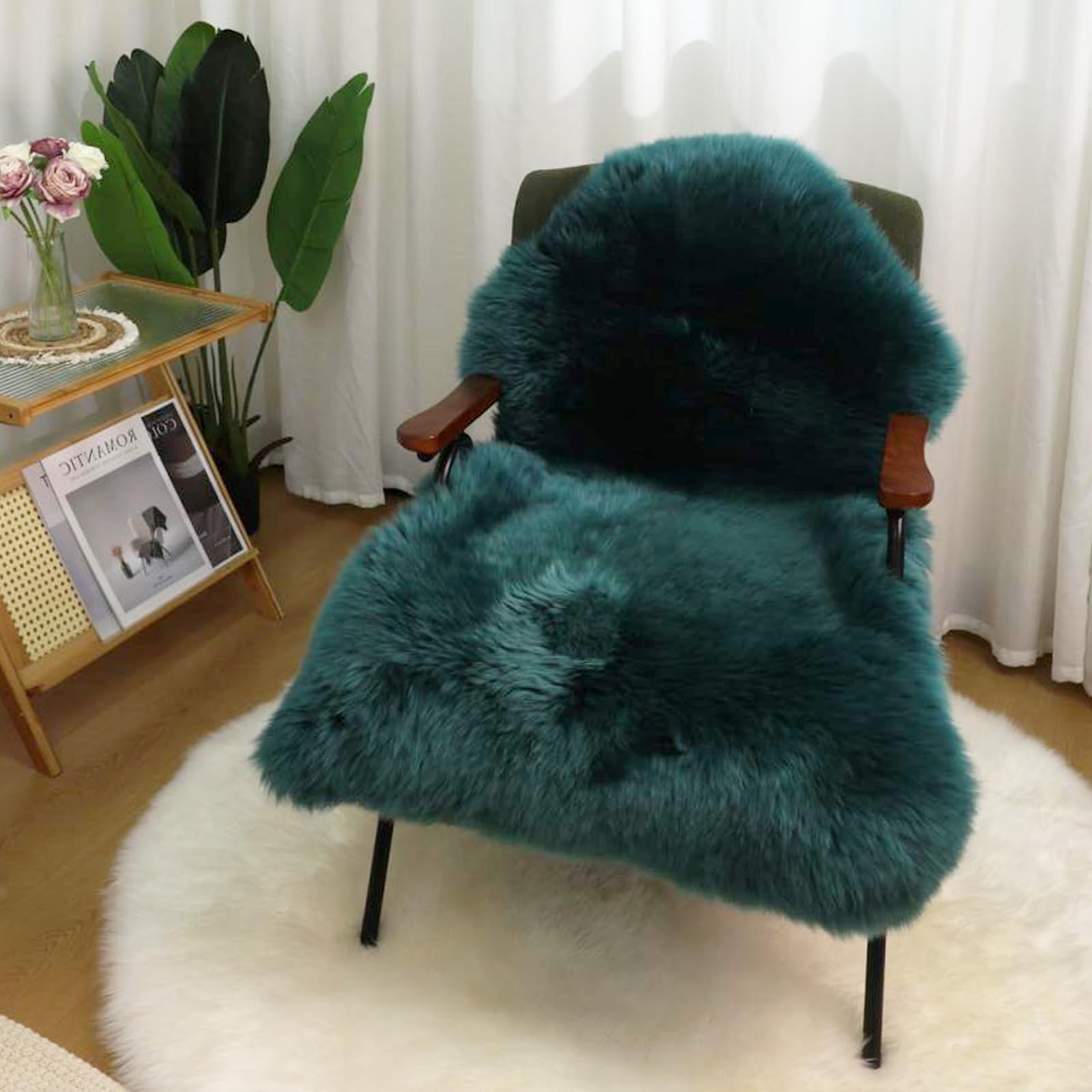 RZLWOOL Genuine Sheepskin Rug New Zealand Luxury Lambskin Rug, Natural Fluffy Sheepskin Throw for Bedroom Living Room Children's Room - Premium Area