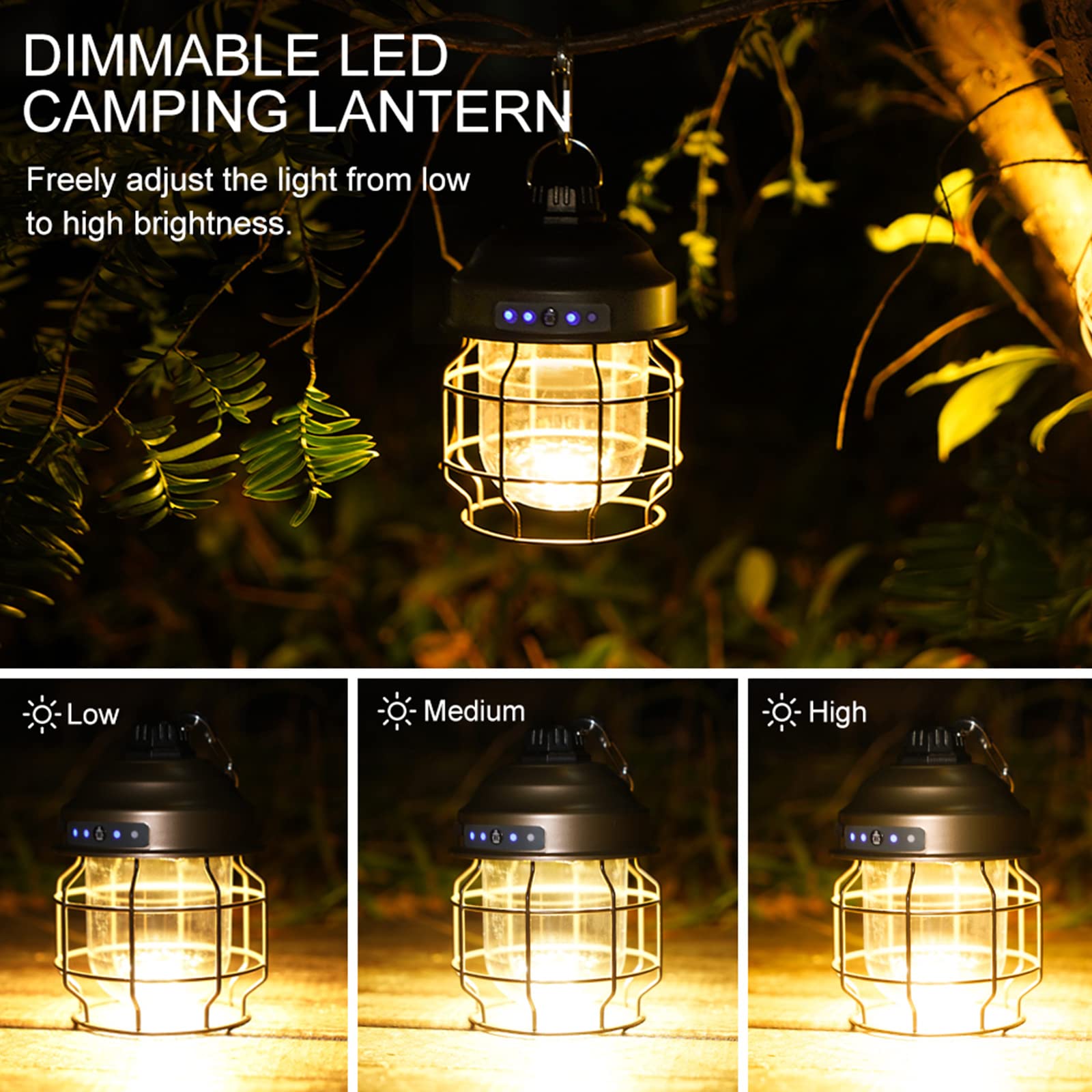 BOSUGE, latarnia kempingowa Retro LED, lampa kempingowa ładowana przez USB, lampy kempingowe w stylu vintage, przenośne wodoodporne oświetlenie namiotu domowego na zewnątrz z 3 trybami światła do wędk