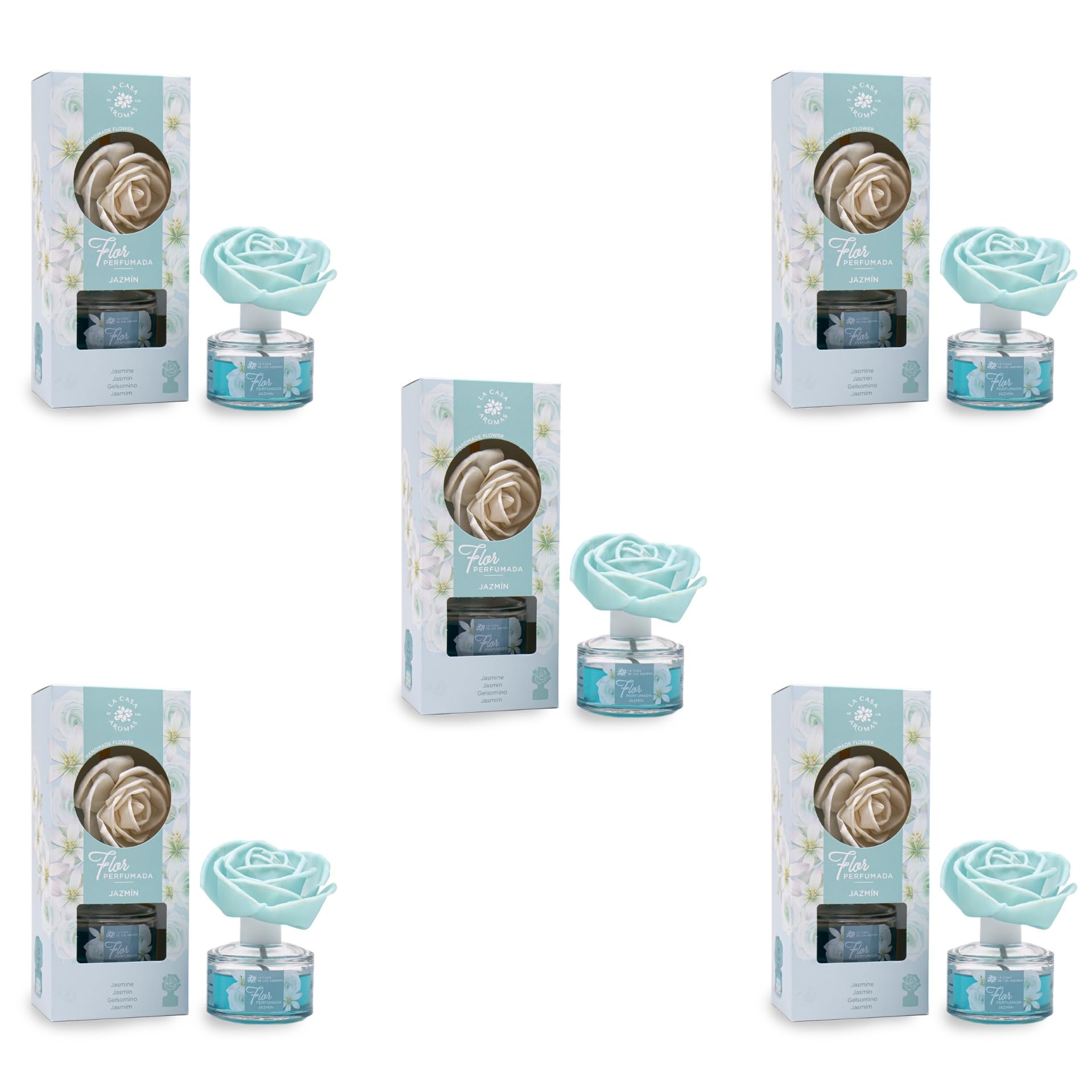 BricoLoco. Mikado dolce decorativo fiore 65ml aroma gelsomino. Più comodo e sicuro delle candele. Deodorante per la casa, la Aroma fresco. Decorazione. Aromaterapia. (5 pezzi)