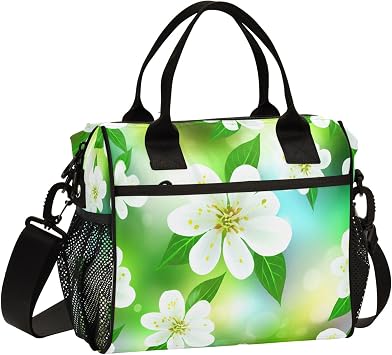 Morning Glory Painting Lunch Bag, Lunch Box with Adjustable Shoulder Strap, Reusable Insulated Cooler, Tote Bag Suitable for Picnics, Travel, and work