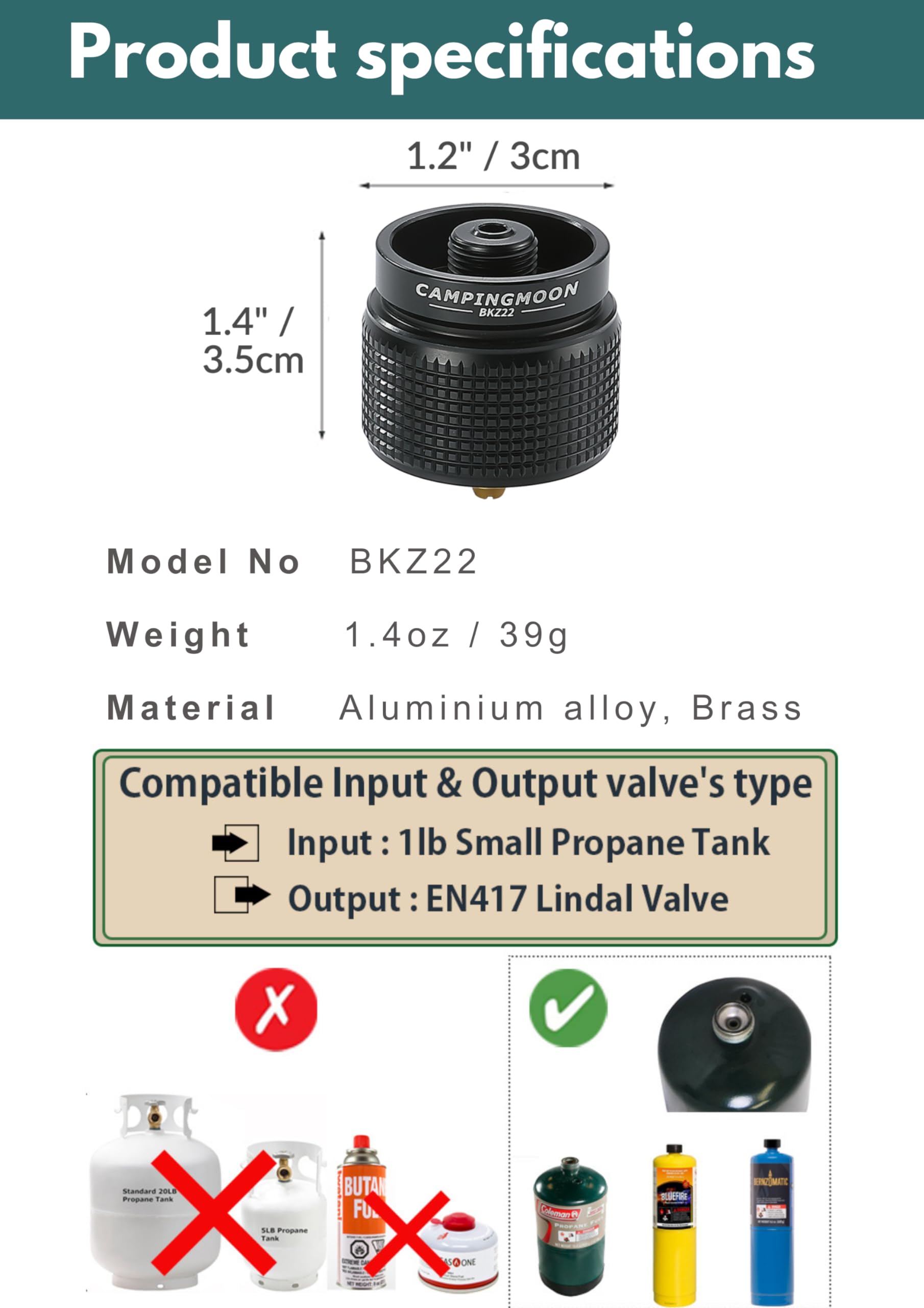 Amazon.com: CAMPINGMOON Small Propane to Butane Adapter, Input