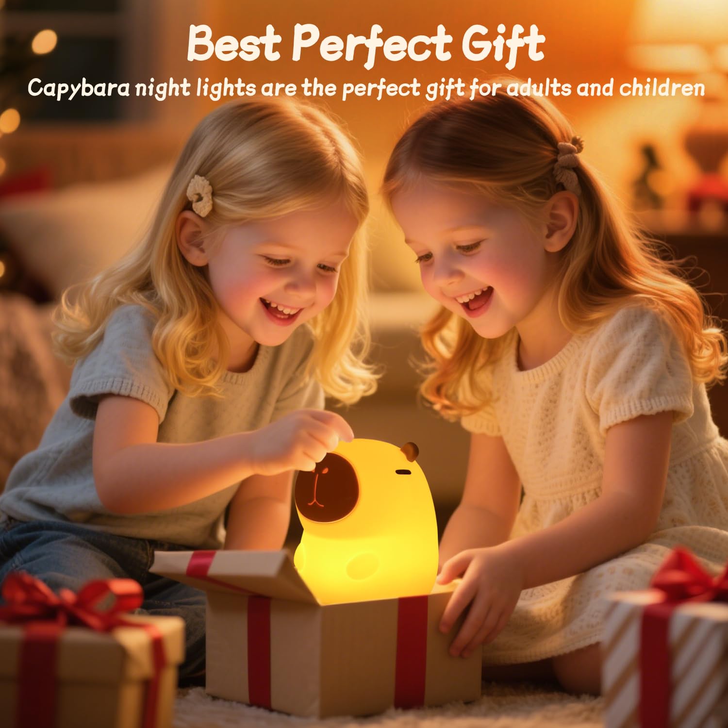 Rytinazzz Capybara Luz nocturna, lámpara Capybara, luz nocturna de silicona, luz nocturna para niños, regulable, recargable, temporizador de 30 minutos, control táctil, lámpara de noche para niños
