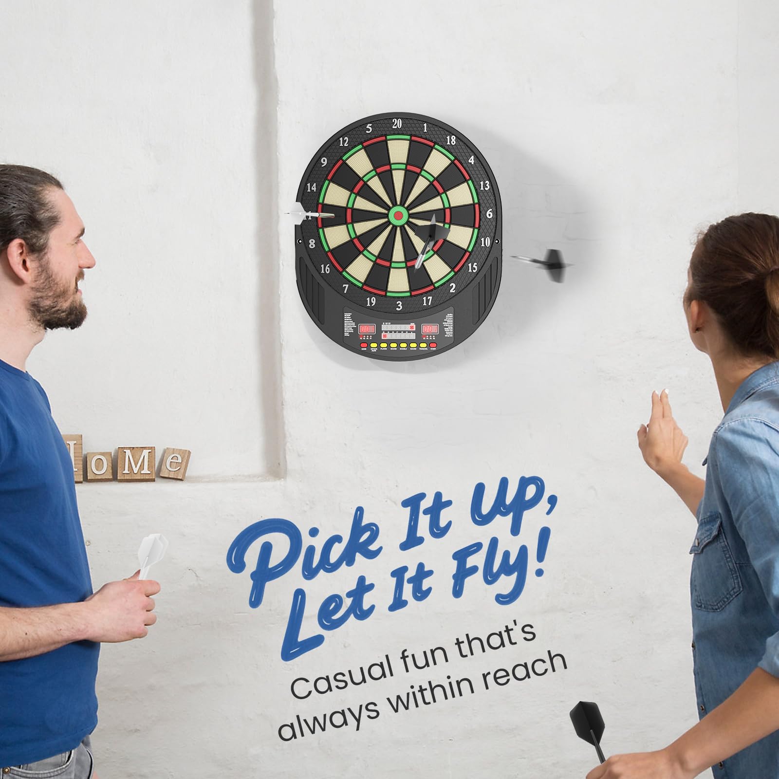 Diana electrónica con indicador LED, 33 juegos para hasta 8 jugadores, incluye 6 dardos y 30 puntas de repuesto, montaje en pared para fiestas y ocio