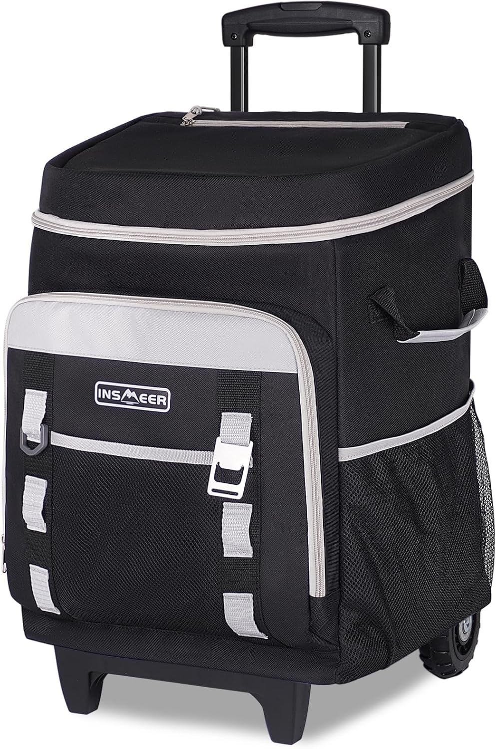 INSMEER Cool Bag with Wheels, 80 Cans/50L Cooler Bag on Wheels, Portable Soft Sided Cooler, 2-in-1 Foldable Insulated Wheeled Bags for Famliy 4 Person, Large Coolbag for Picnic Beach Grocery Shopping — image 1