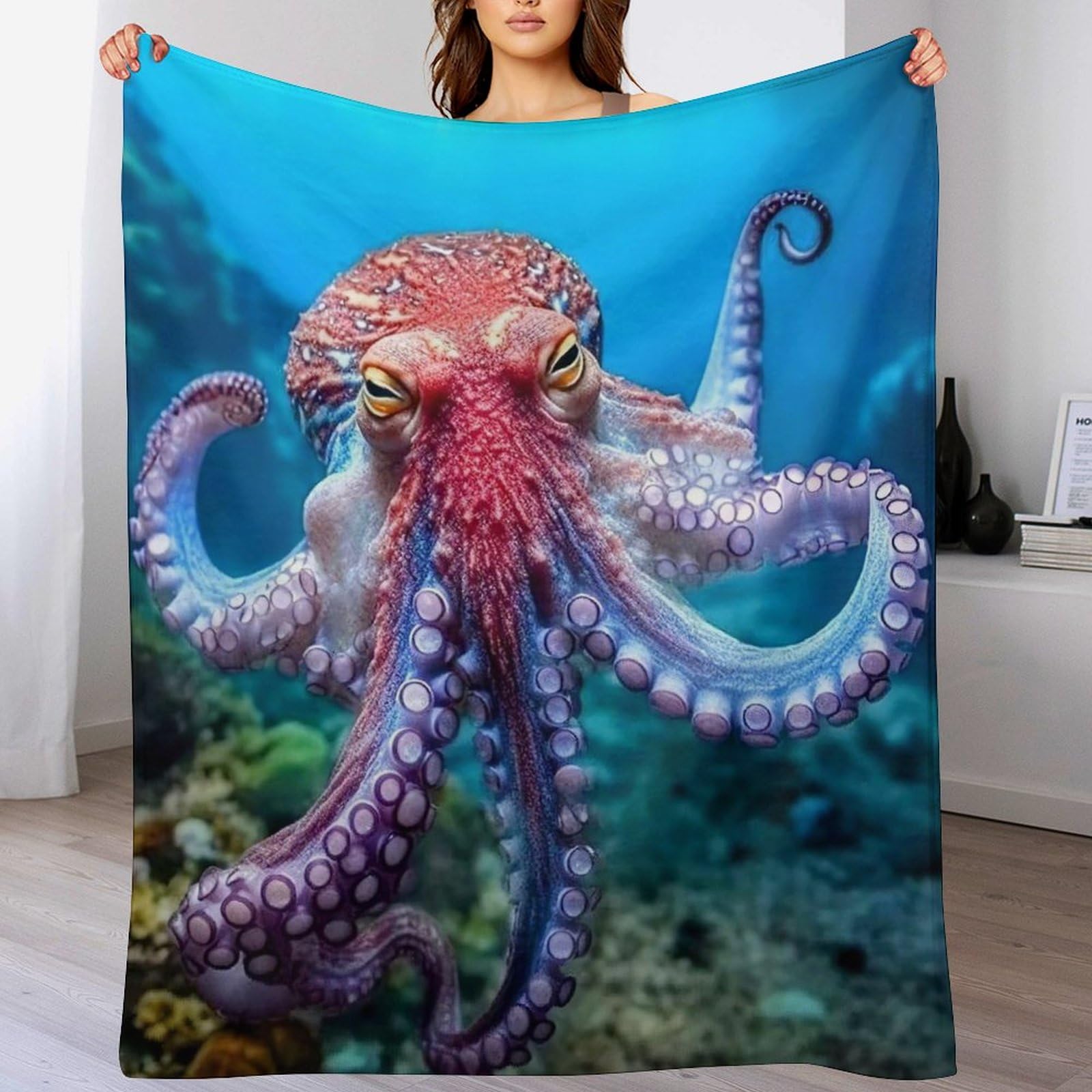 Manta de pulpo elimina el frío en el sofá con suavidad total