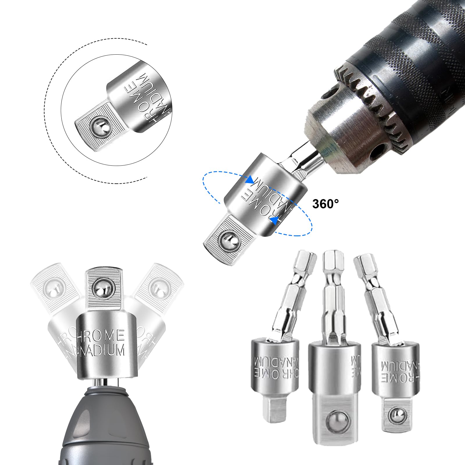 Heavy Duty Socket Set Flexible Drill Bit Extension Set, Universal