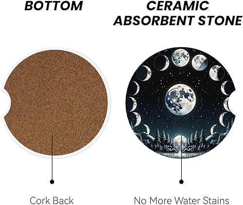 Miniatura 4 de ABLESKY Posavasos de automóvil para portavasos de automóvil, paquete de 2 posavasos absorbentes antideslizantes para automóvil, 2.56 pulgadas, de