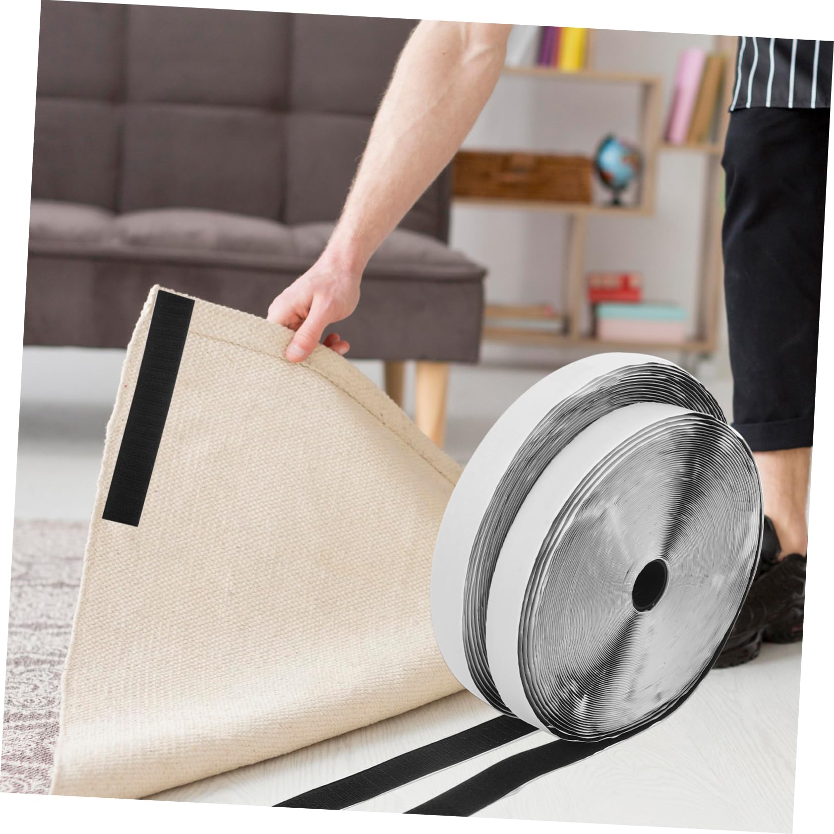 OSALADI 1 Ensemble Bande Adhésive Auto Agrippante Ruban de Fixation pour Tapis Moquettes avec Épaisseur Renforcée pour Réparation Diy à Domicile
