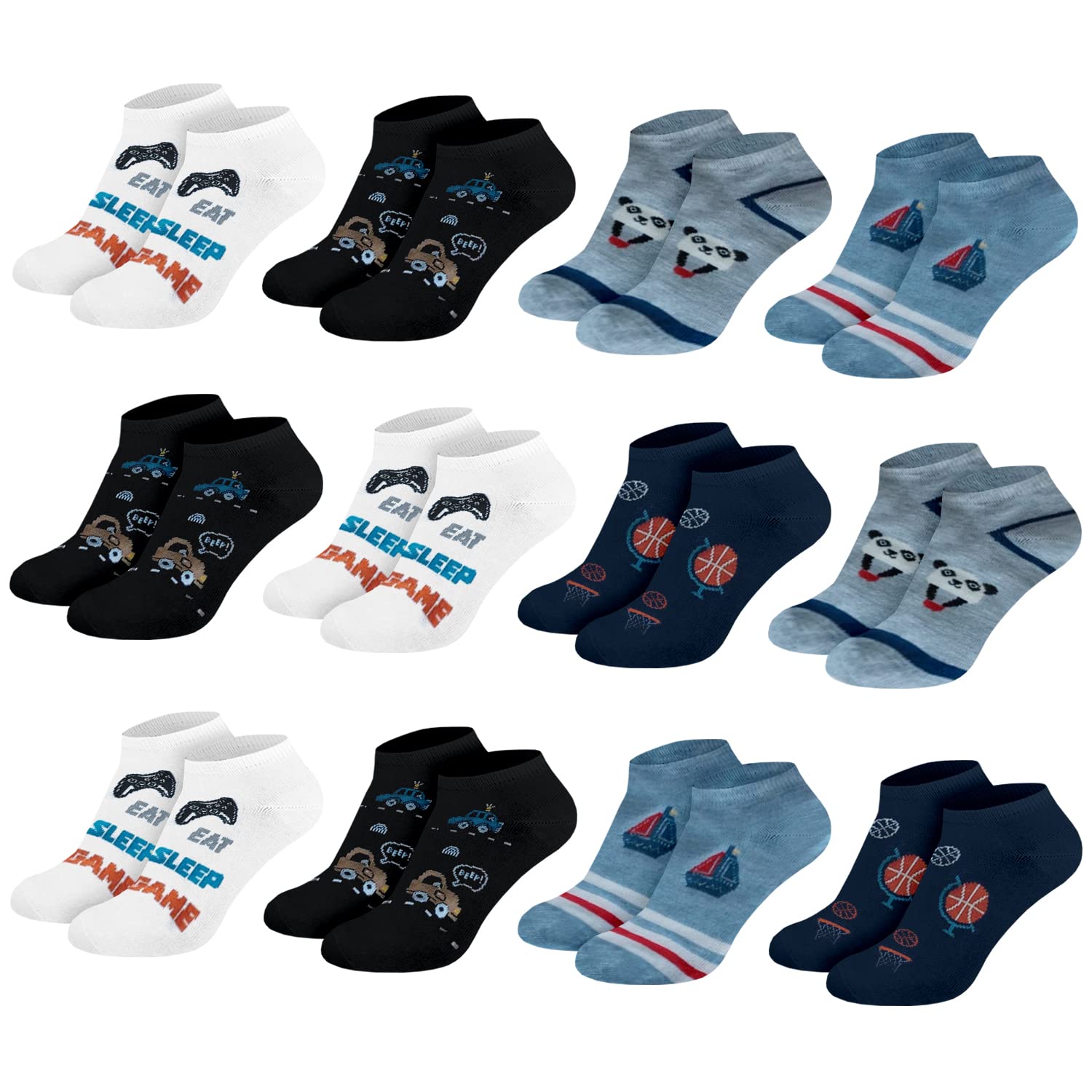 Nakloe 12 Pares - Calcetines de niños y niñas - Calcetines Tobilleros Niño - Calcetines Niño - Calcetines Cortos Niño – Transpirables y hechos de Algodón