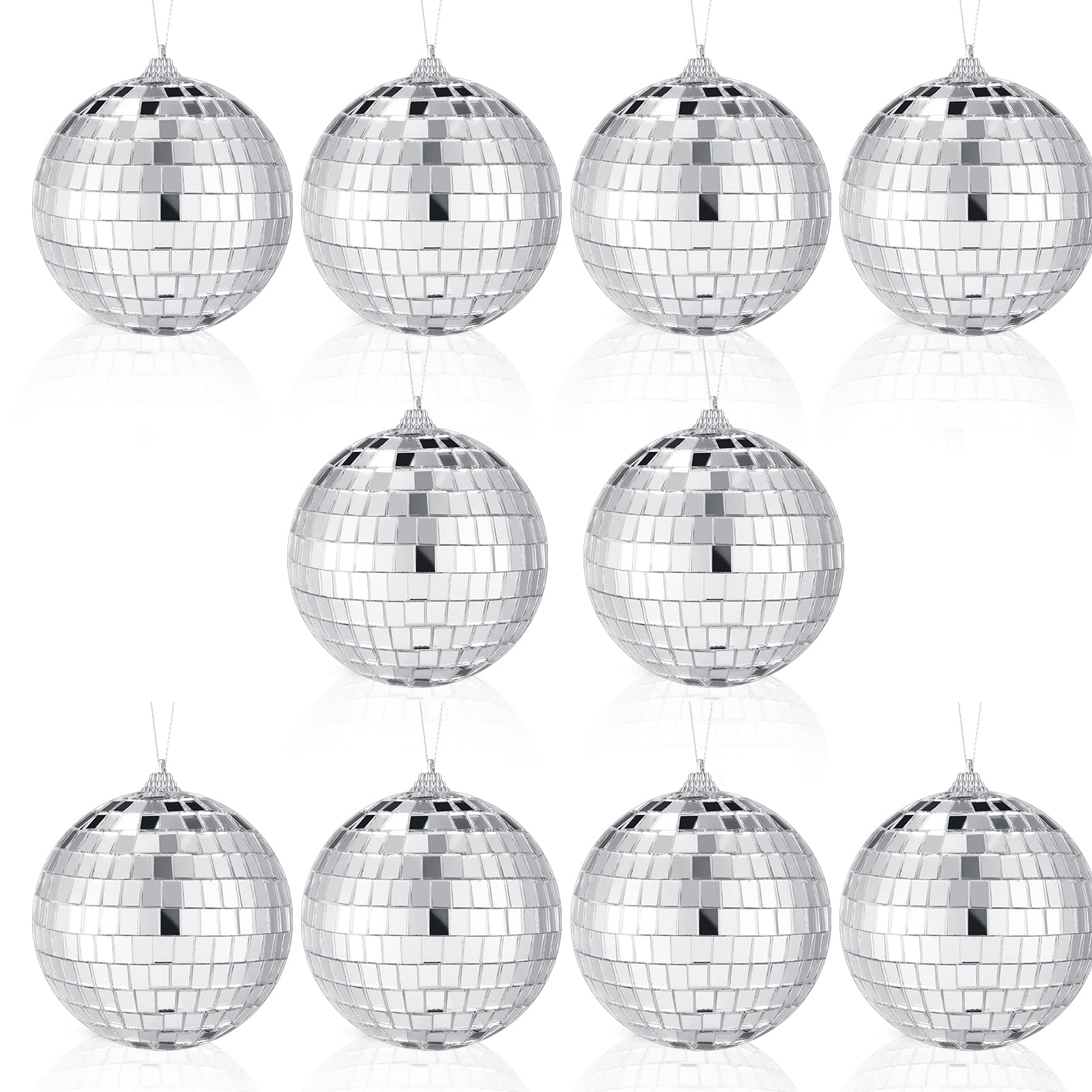 12 Pieces Mirror Disco Ball 4 Inches Silver Hanging Ball Bright