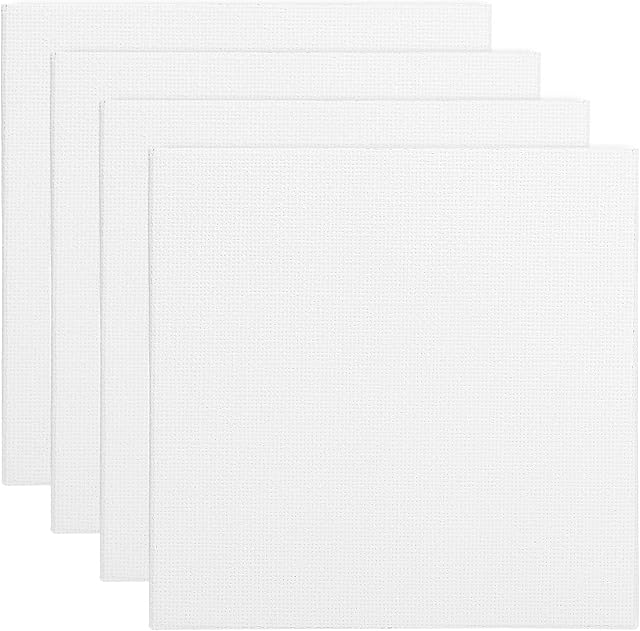PATIKIL Panneaux de 4x4" pour la peinture, 4Pack 100% Cotton carré Triple Primed Panneau de toile en blanc étiré pour acrylique, huile, peintures Tempera, blanc