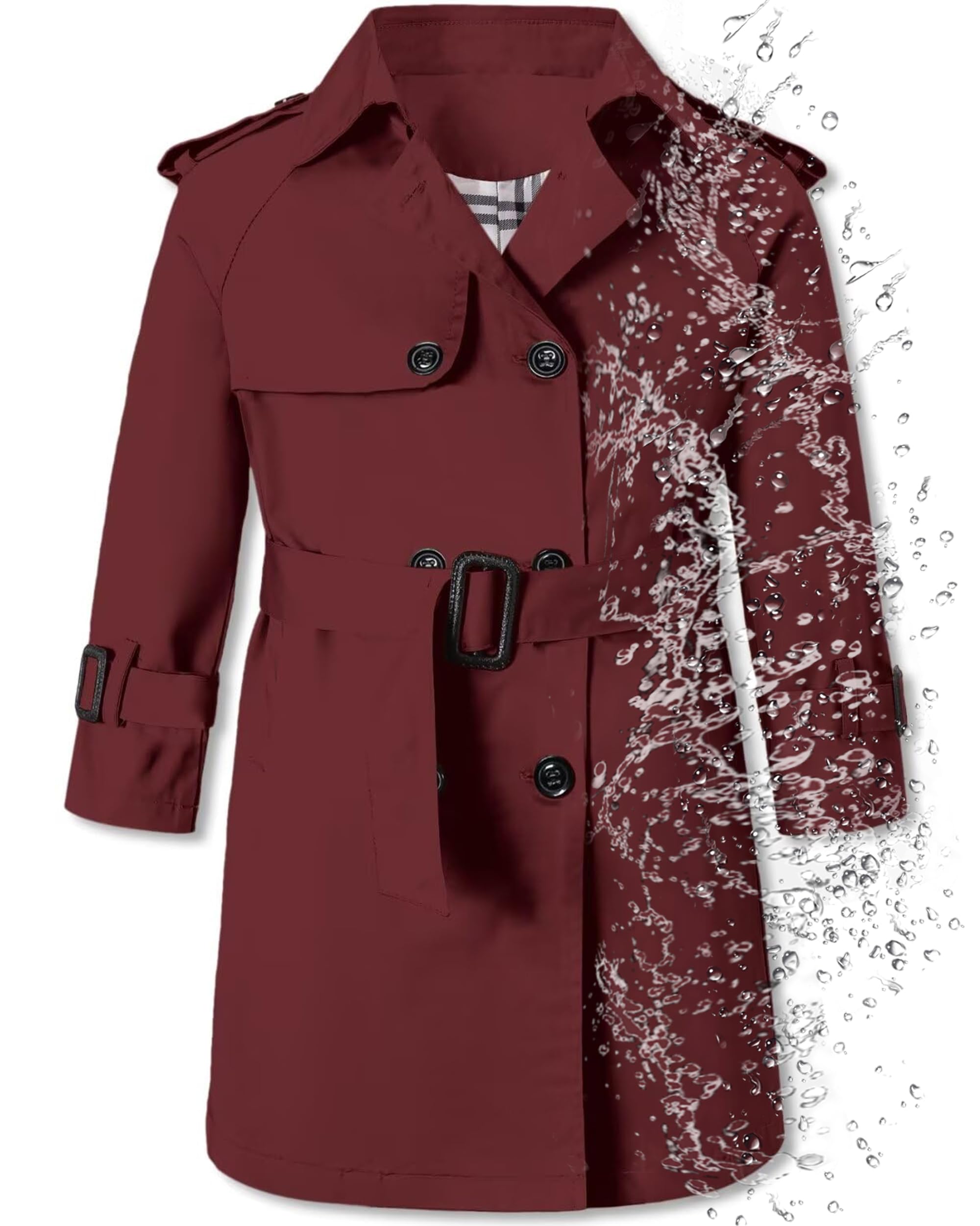 Betusline Boys Waterproof Trench Coat Double Breasted Jacket Dress Coats