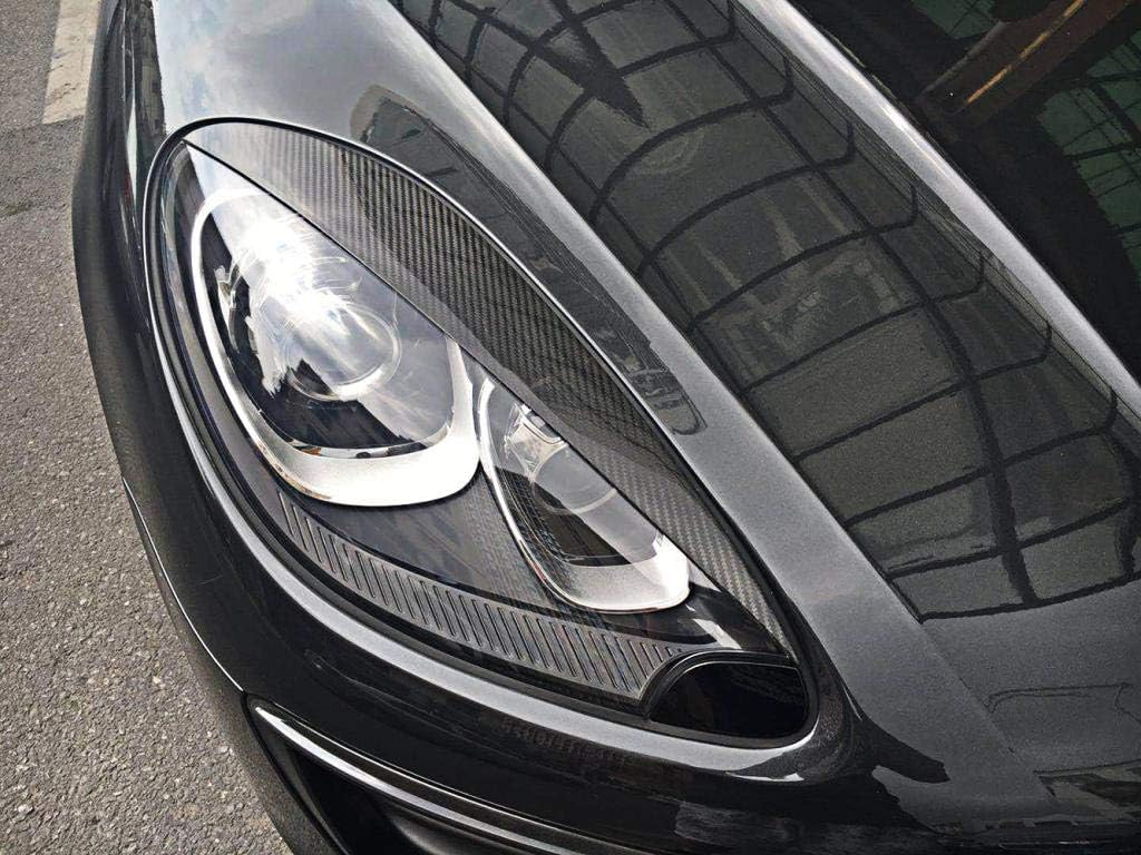 Real Carbon Fiber Front Headlight Lamps Cover Fits for Porsche Macan Base Turbo Sport Utility 4-Door 2014-2018 Eyelid Light Eyebrows