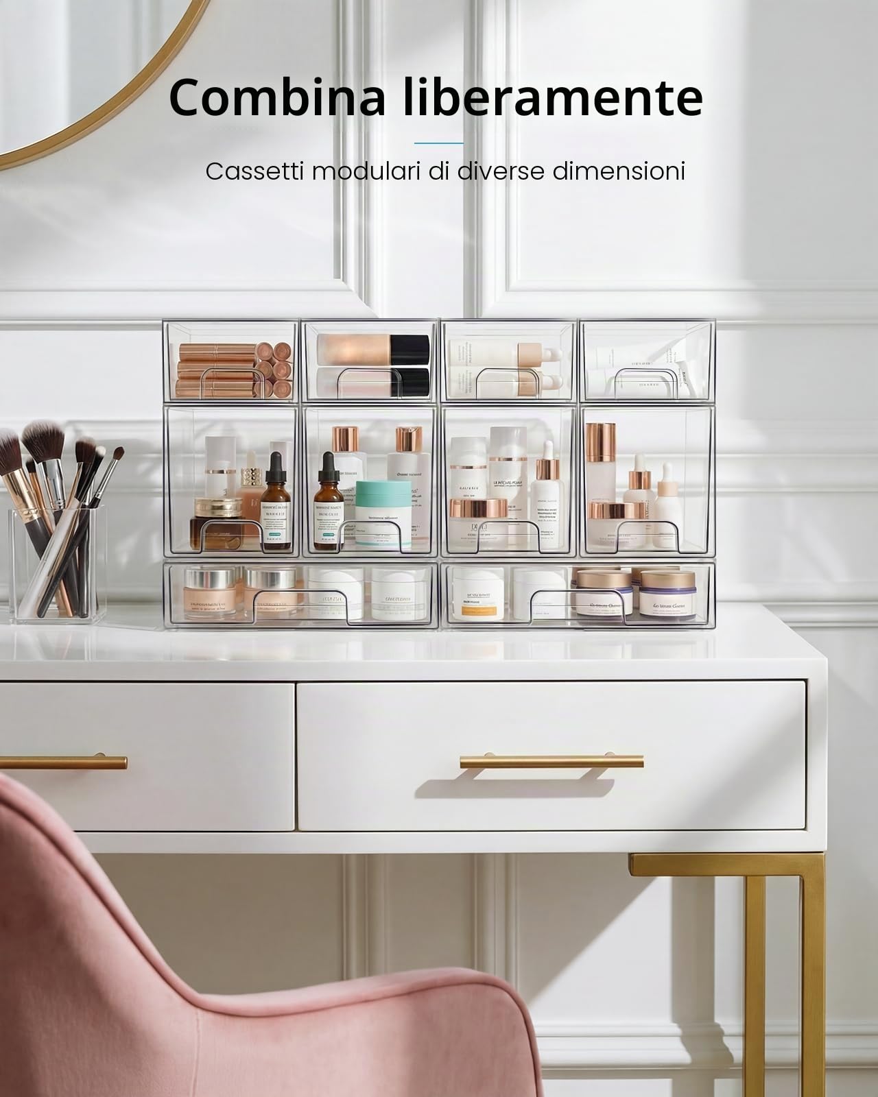 Vtopmart cassetti impilabili per il trucco (8pack pequeño) | Organizer da bagno in acrilico, per comò, cosmetici, cucina, dispensa, scrivania