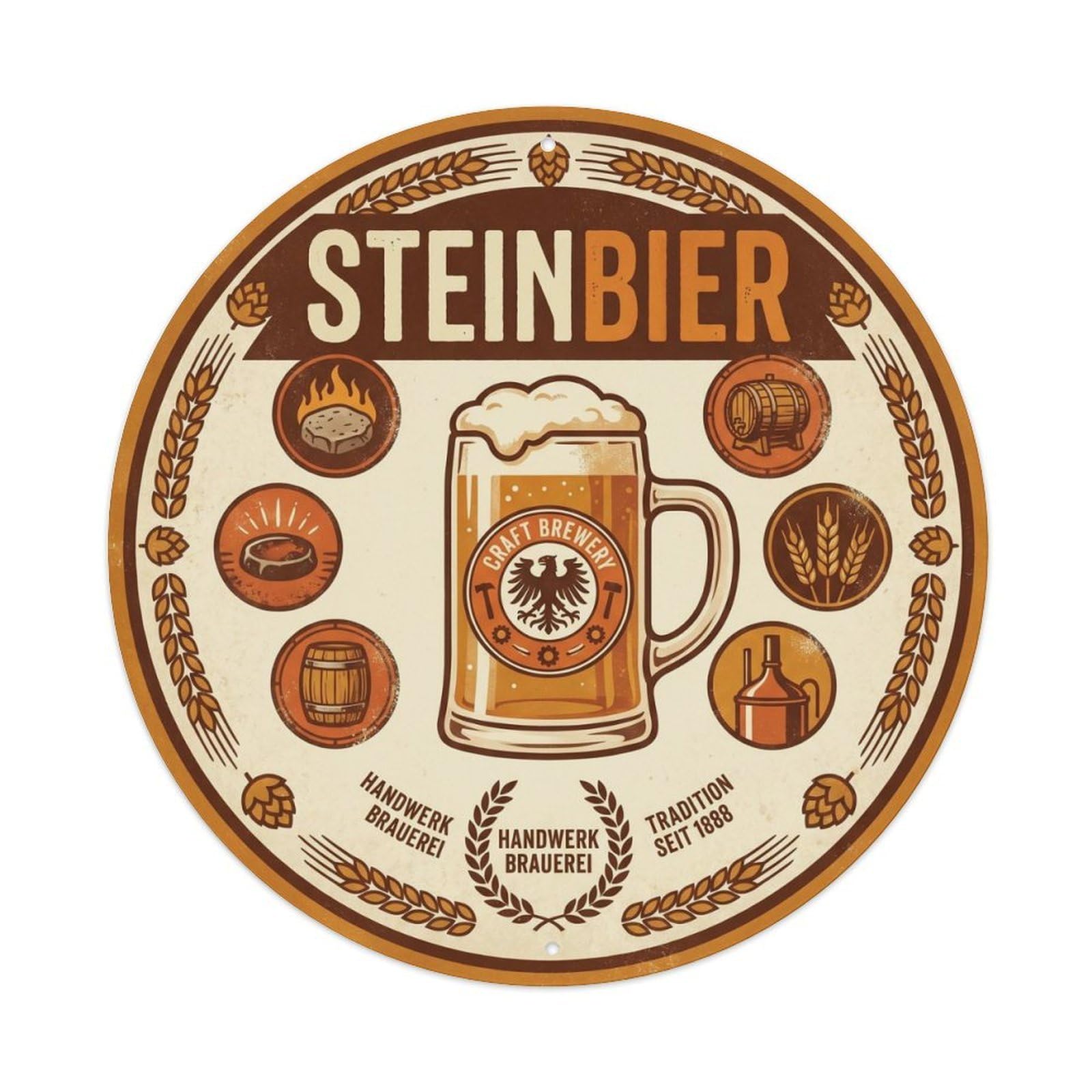 Retro German Steinbier Hot Stone Brew House Malt Roast Metal Tin Sign