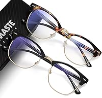 Vista 45 de Lentes de bloqueo de luz azul, vintage, medio marco, lente transparente UV, antifatiga ocular, gafas de juegos para computadora para mujeres