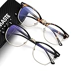 AOMASTE Blue Light Blocking Glasses Vintage Half Frame UV Clear Lens Anti Eyestrain Computer Gaming Glasses for Women Men(P62)