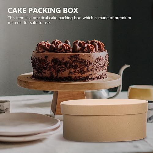 Miniatura 9 de Hemoton 3 cajas de regalo de papel kraft con tapas, forma ovalada, cajas de recuerdos de fiesta, golosinas, postres para fiestas, bodas, cumpleaños,