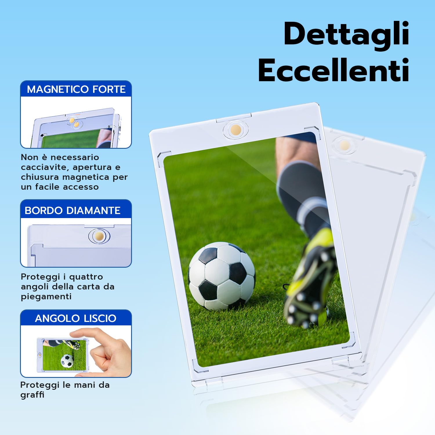 Aggiornato 20 Pezzi 35PT Magnetic Trading Card Holder,Bustine Protettive UV Protezione Custodie Porta Carta Trasparente Magnetiche Carta Cornici Carte Collezionabili per Magic, MTG, Baseball