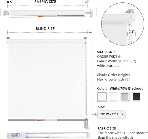 Miniatura 4 de Persianas enrollables para filtrar la luz, 50 % opacas, persianas enrollables para oscurecimiento de la habitación, para el hogar y la oficina, 38