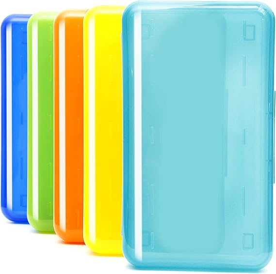Youngever 5 Pack Plastic Pencil Box, Pencil Case Box