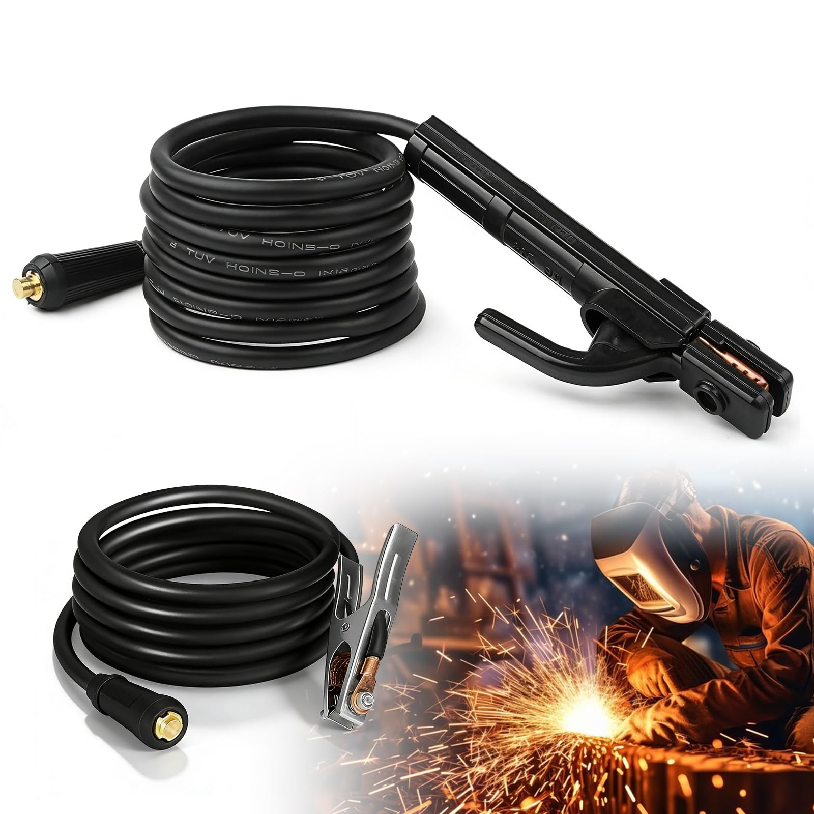 Porte-électrode de soudage 200A anti-surchauffe avec câbles 16 mm² pour soudure stable