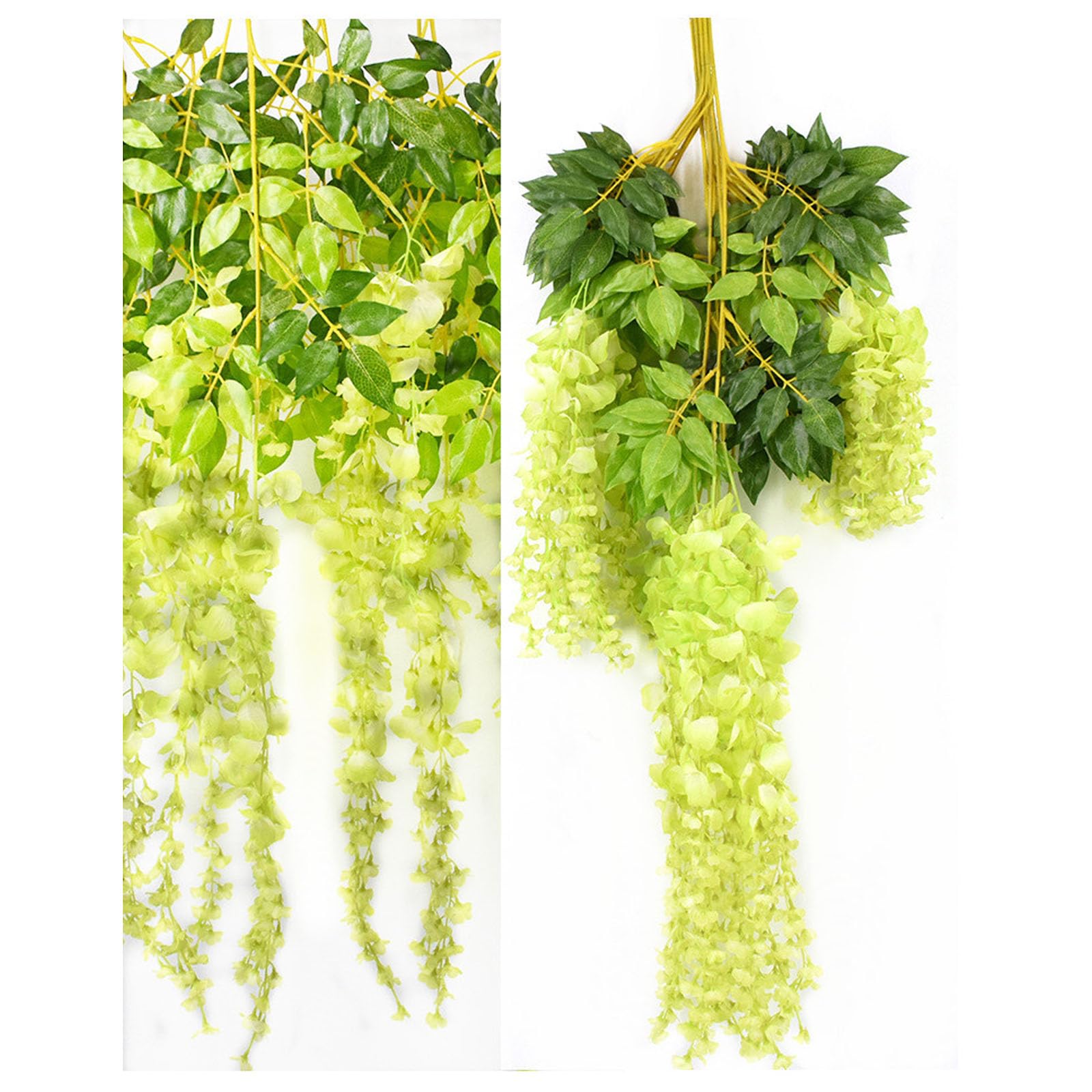 Künstliche Hängepflanze für den Außenbereich mit Weidenrattan-Blumen und künstlichen Glyzinien-Blumen für Zuhause, Bauernhaus, Innenveranda, Zimmer und Gartendekoration, Hausgarten, Wanddekoration