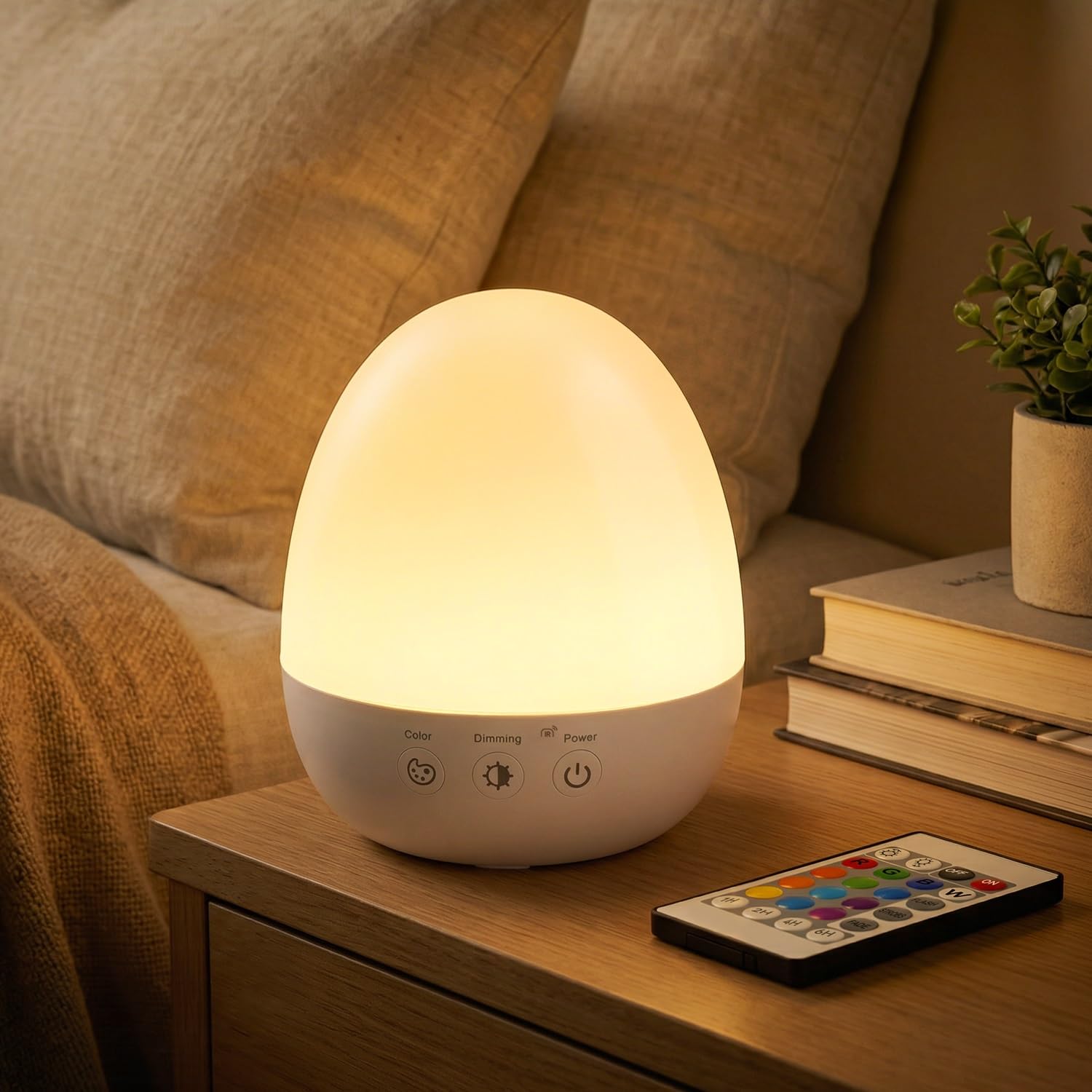 Auxmir Lámparas de Mesita de Noche LED Recargable 3000mAh, Luz Nocturna Infantil con Control Remoto y Táctil, Luz Quitamiedos Bebé 13 Colores, 5 Modos, Brillo Regulable y Temporizador, Ideal para Dorm