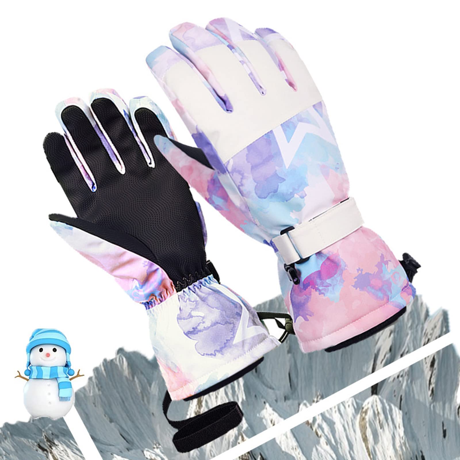 Gant de Ski d'hiver Impression Imperméable Ultra-légère Gants Chauds Gants en Coton à Écran Tactile Moto Équitation Gants de Neige