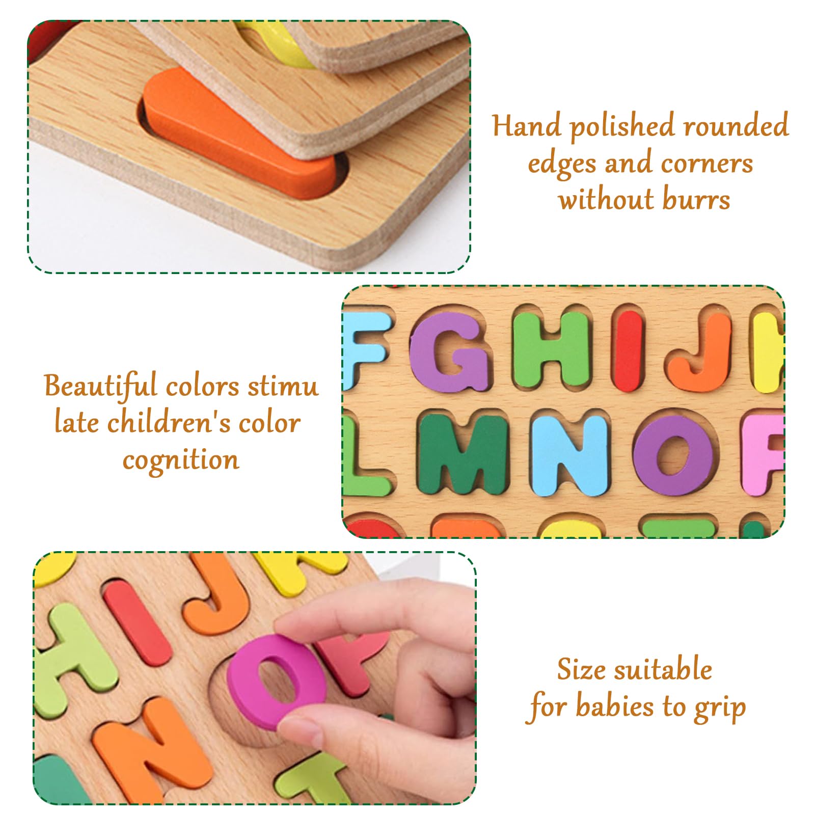 MisFun Puzzle in legno alfabeto e numeri per apprendimento giocattolo educativo Montessori regalo abbinare e ordinare