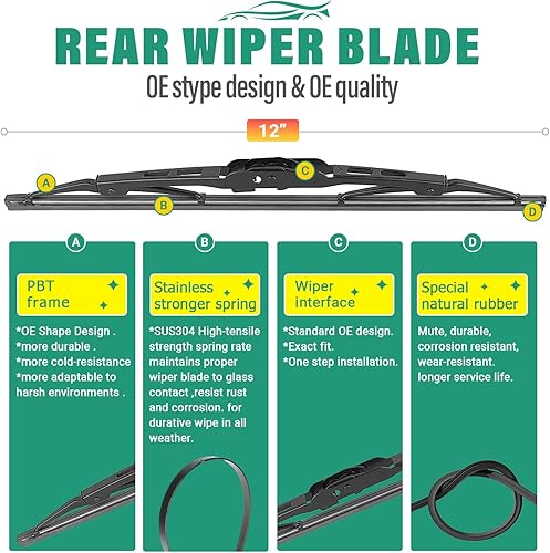 Vista 123 de 26" 20" 16" Windshield Wiper Blades Replacement for Dodge Grand Caravan 2008-2020 / Chrysler Town & Country 2008-2016 Premium All Weather Front Rear