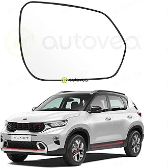Rear View Mirror Glass (Right/Driver Side) Compatible with Kia Sonet (2020-2022)