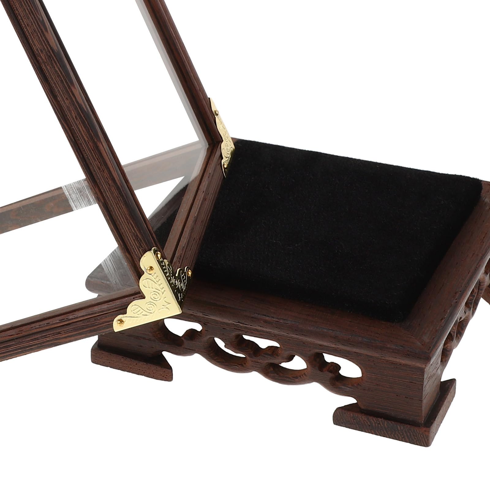 Vitrina Transparente Negra para Coleccionables Base de Madera