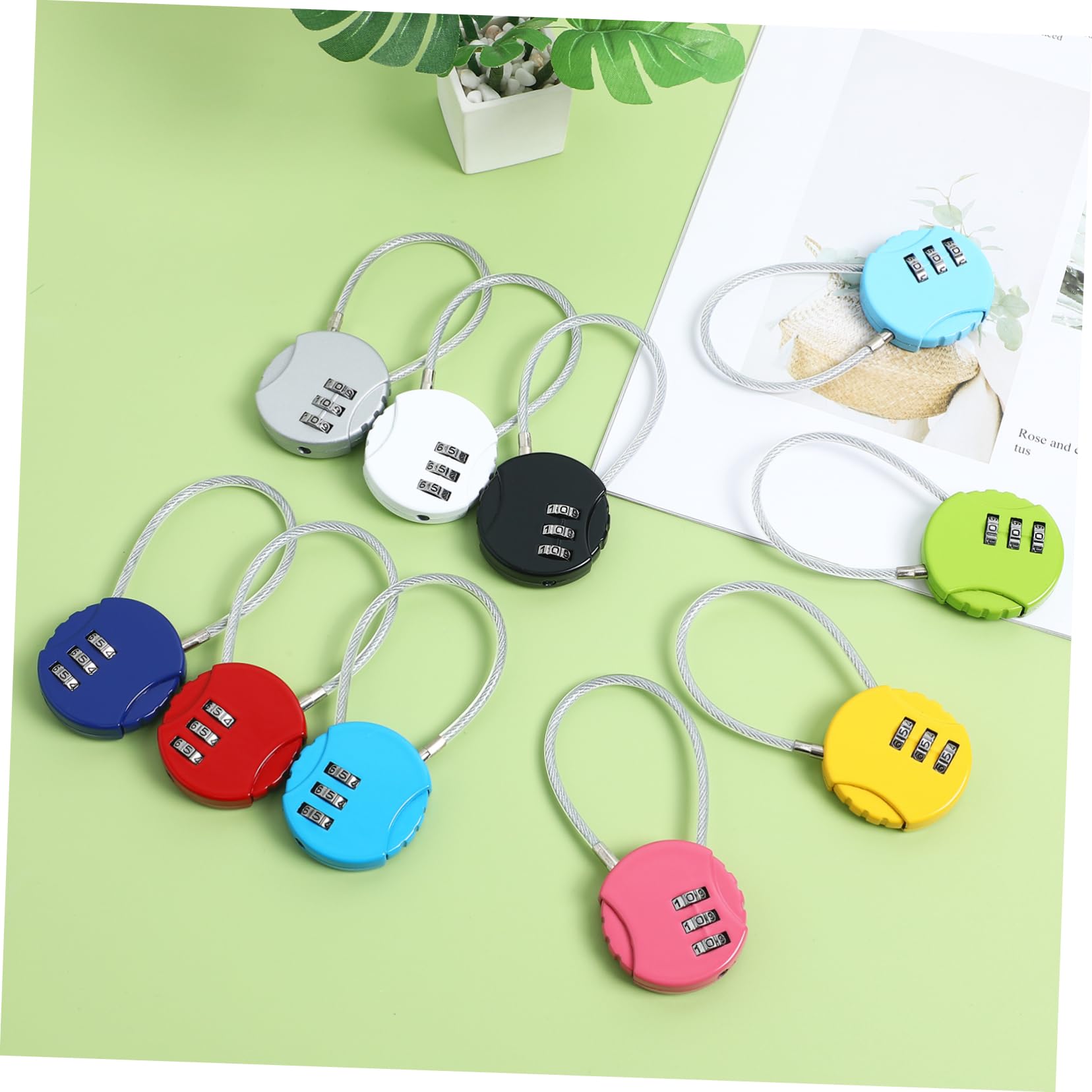 Homoyoyo 10 Candados para Equipaje Código de Aleación de Zinc y Cuerda de 13.5cm, Cerraduras Pequeñas Combinación para Maletas y Otros Objetos de Viaje