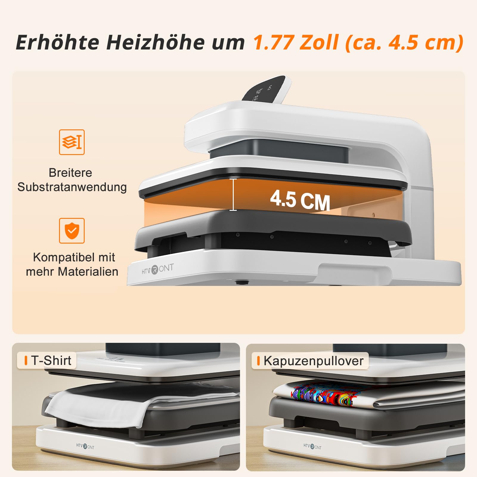 HTVRONT Transferpresse, Auto Heizpresse2, Heat Press 38x38cm(Weiß)