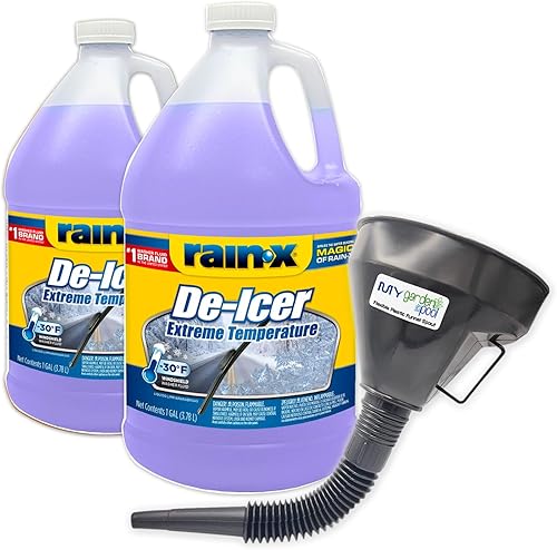 My Garden Pool Rain-X - Deshielo de 30 grados, paquete de dos, 2 x 1 galón, color morado, resistente para máxima visibilidad, boquilla de embudo de