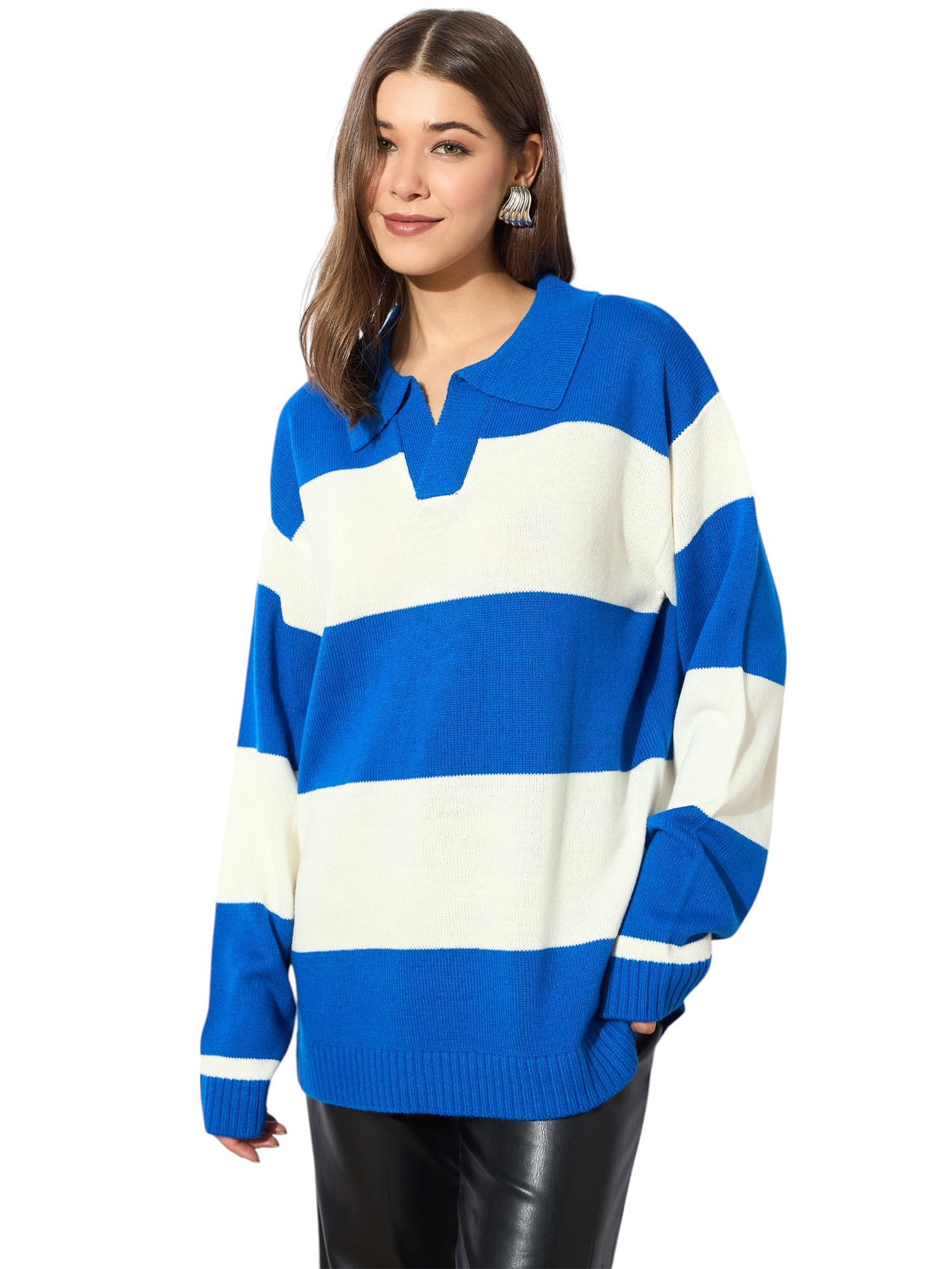 sassafras Blue and White Polo Neck Sweater-picture-26