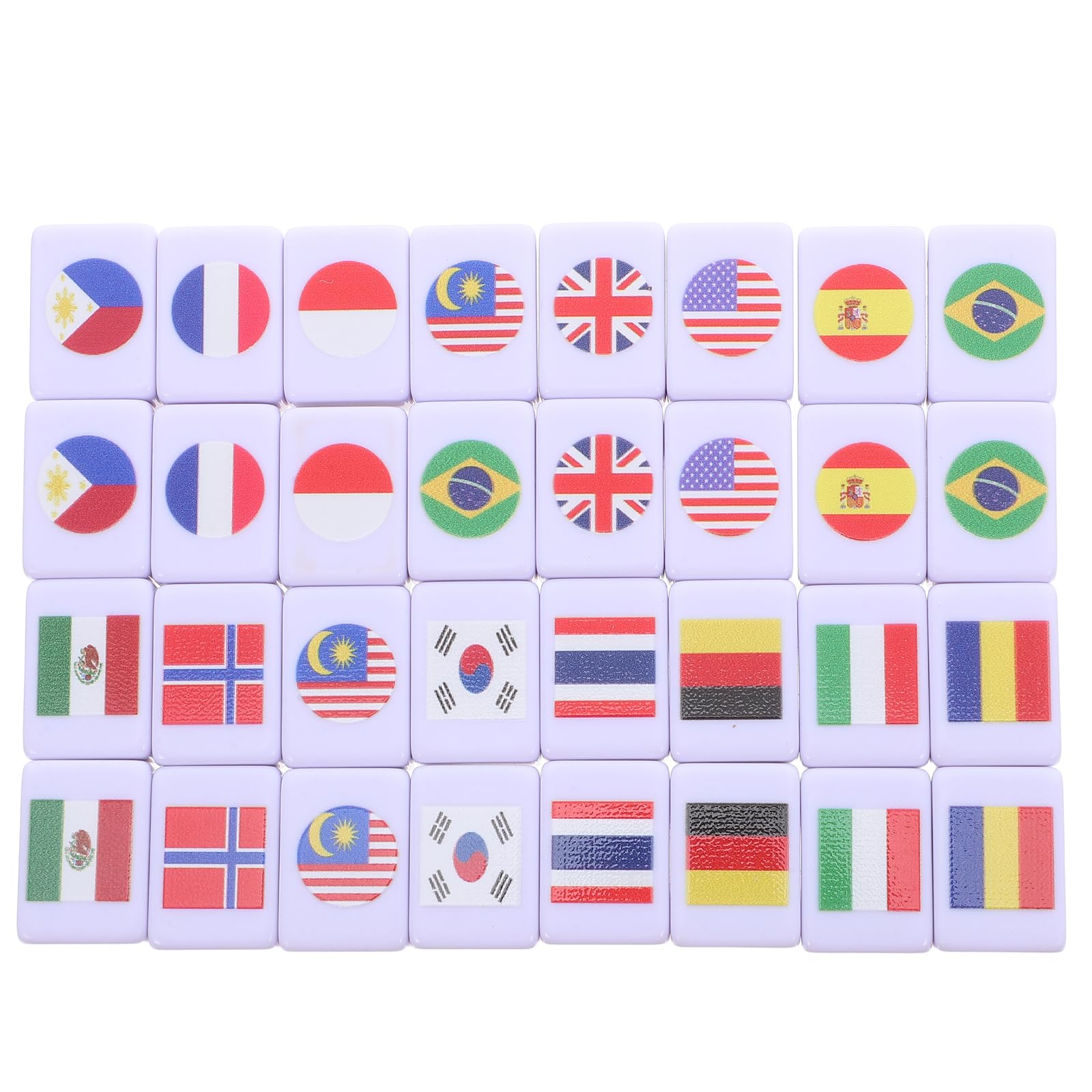 Kisangel Set Mahjong 64 Pezzi Motivo Bandiera in Melamina, Gioco da Tavolo Educativo e Compatto per Famiglie e Coppie, per Riunioni e Divertimento