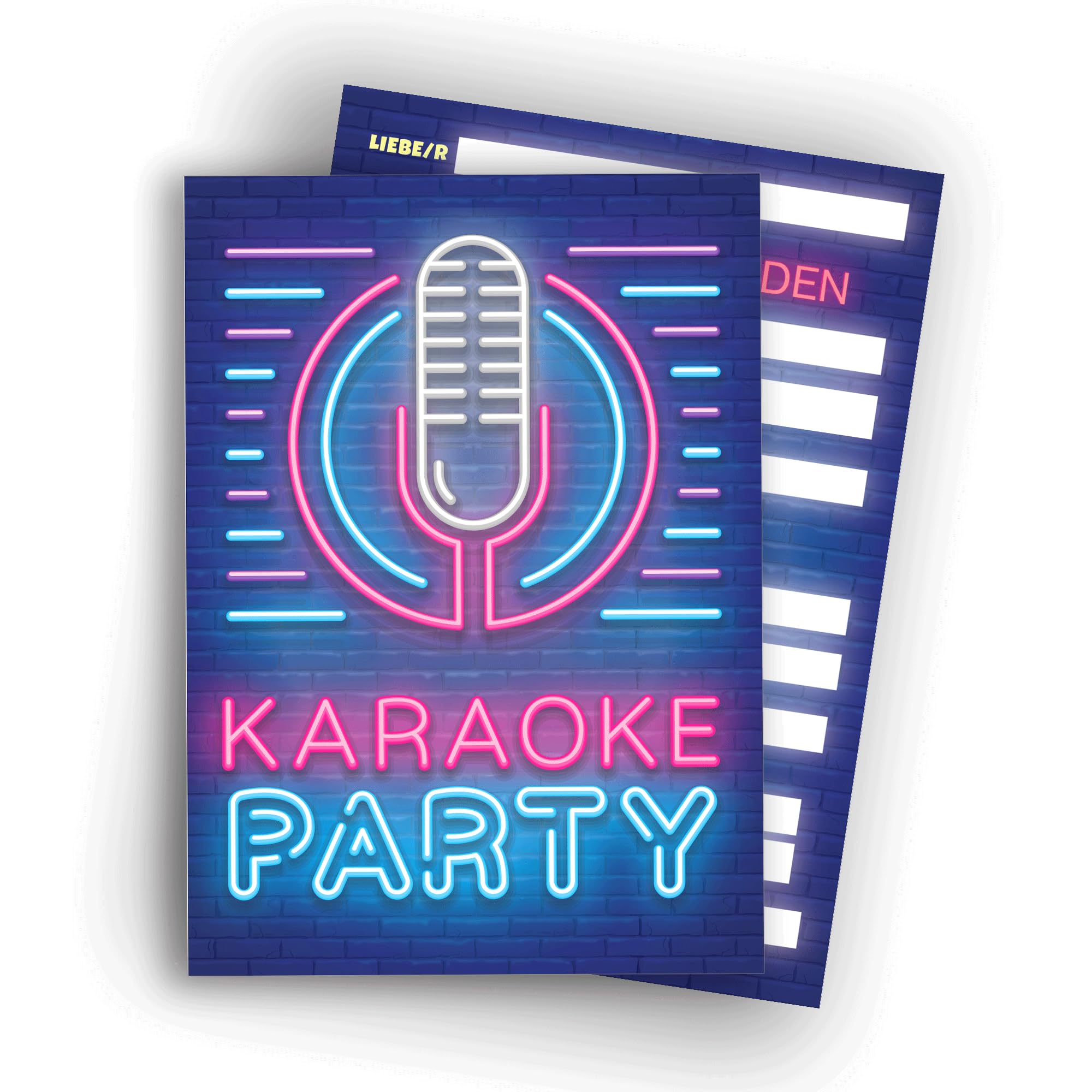 Edition Colibri Karaoke Party Invitation Card - Neon Microphone Design - Cool Invitation for Any Celebration