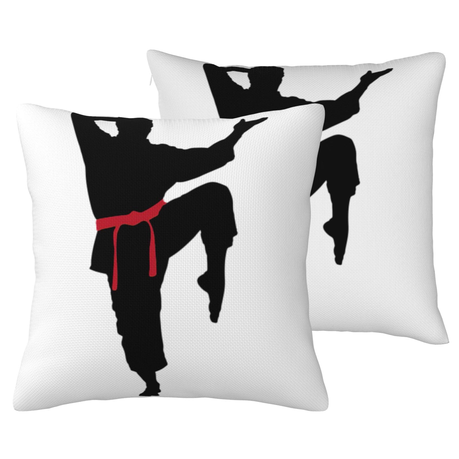 Housse de coussin karaté lin lot de 2 avec imprimé graphique moderne