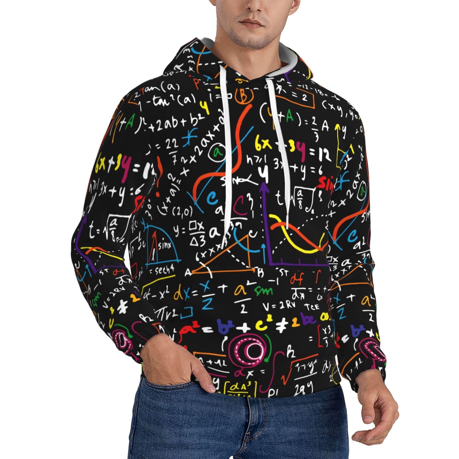 Sweat à capuche chaud homme avec motif mathématique isolant et doux - 8