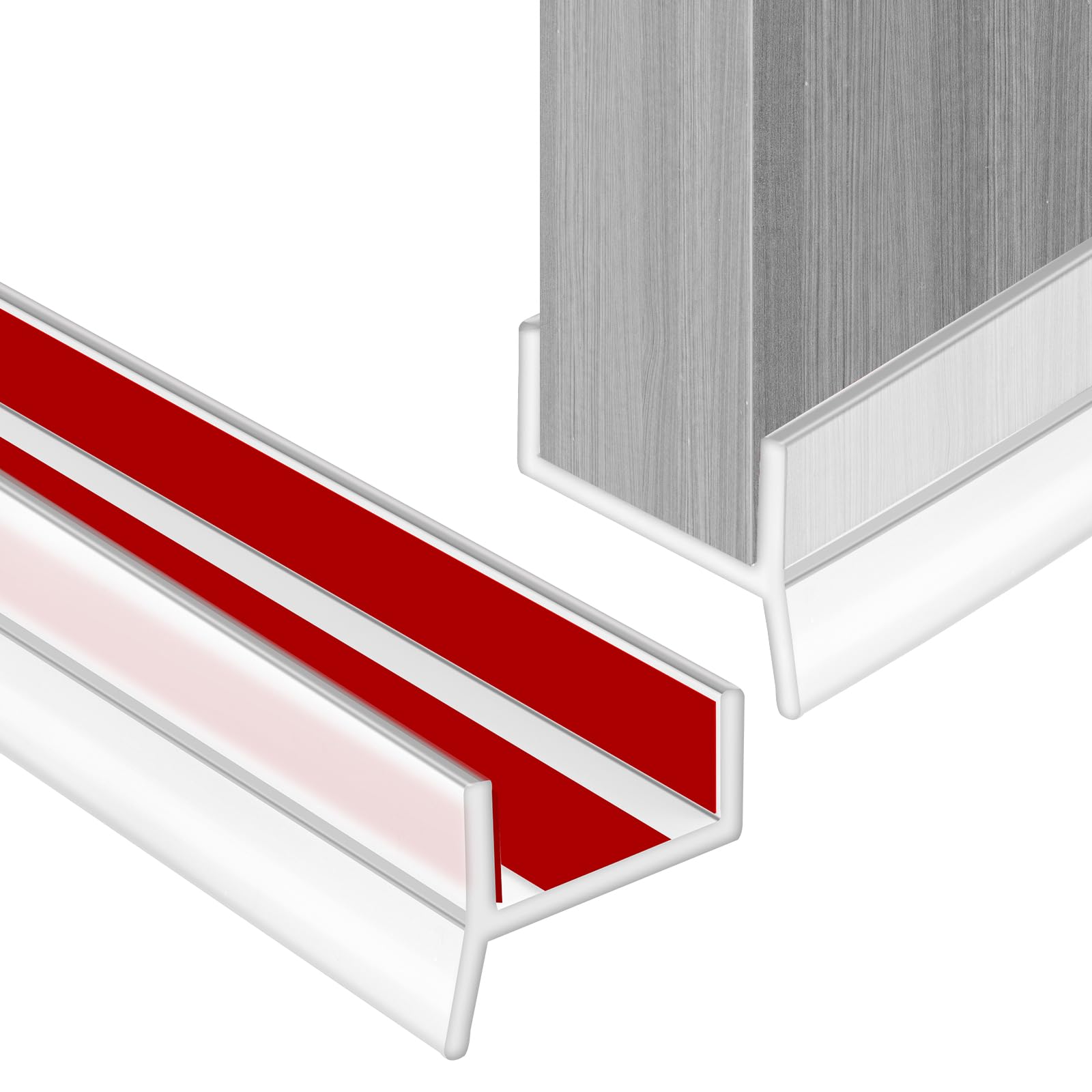 Self Adhesive Kitchen Plinth Sealing Profile, High Elasticity Skirting Board Silicone Door Edge Banding, for 15 mm 16 mm 17 mm 22mm Thickness, StrongWaterproof Dustprgof for Kitchen Bathroom Door