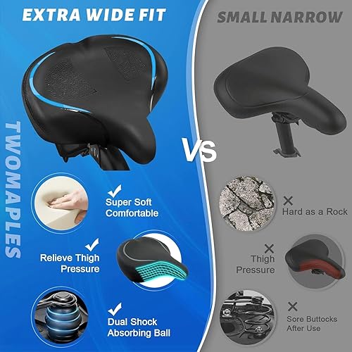 Vista 28 de Bicycle Seat, Bike Seat for Women Men Extra Comfort Wide, Oversized Comfortable Seats Saddle for Peloton Bikes, Fit for Exercise Bikes, Electric