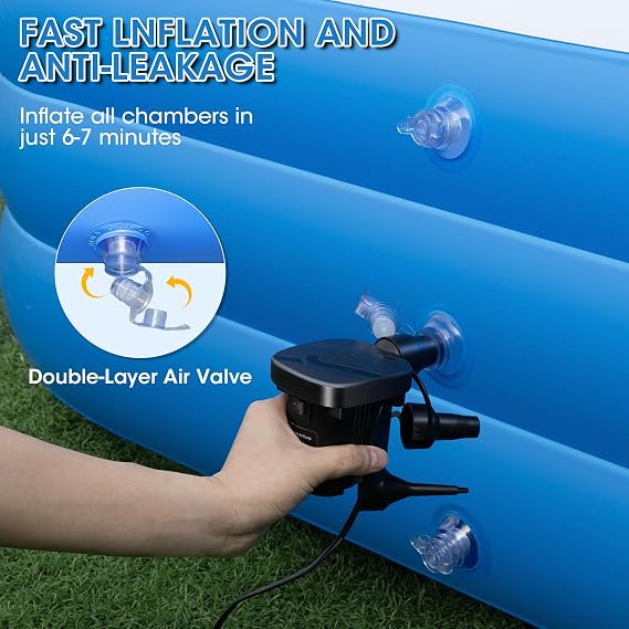 Extra Large Inflatable Pool 180 x 76 x 22 with Air Pump Included 1303 Gallon Blow Up Pool for Adults Family, Heavy Duty Above Ground Outdoor Swimming Pool for Backyard Summer Party