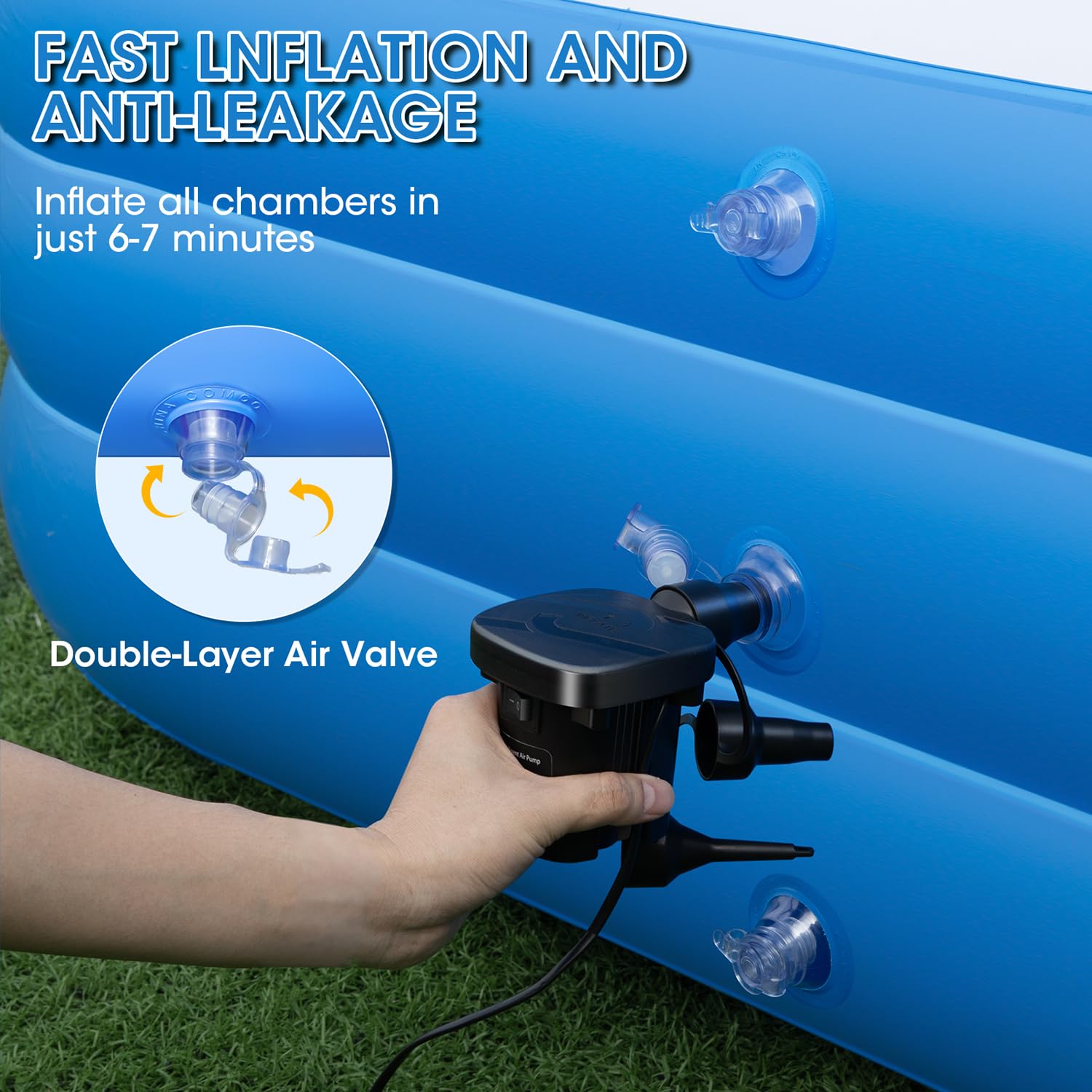 Piscinas inflables extragrandes de 180 x 76 x 22 pulgadas con bomba de aire incluida, piscina inflable de 1303 galones para familias adultas, piscina resistente sobre el suelo para fiesta de verano en