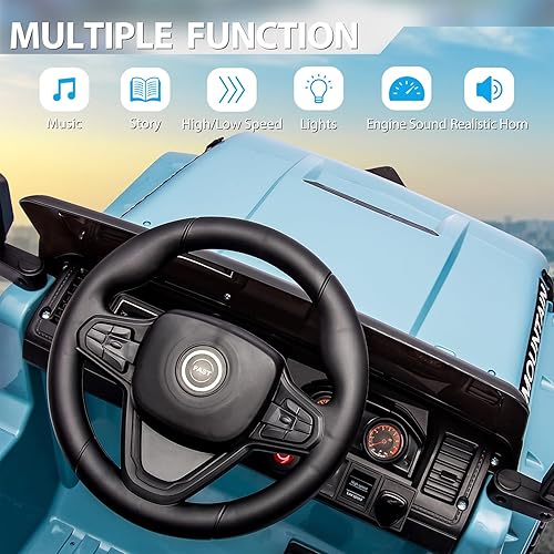 Miniatura 5 de Camión de paseo para niños, vehículos eléctricos de 12 V con control remoto para padres, suspensión de resorte, 3 velocidades, luces LED, música y