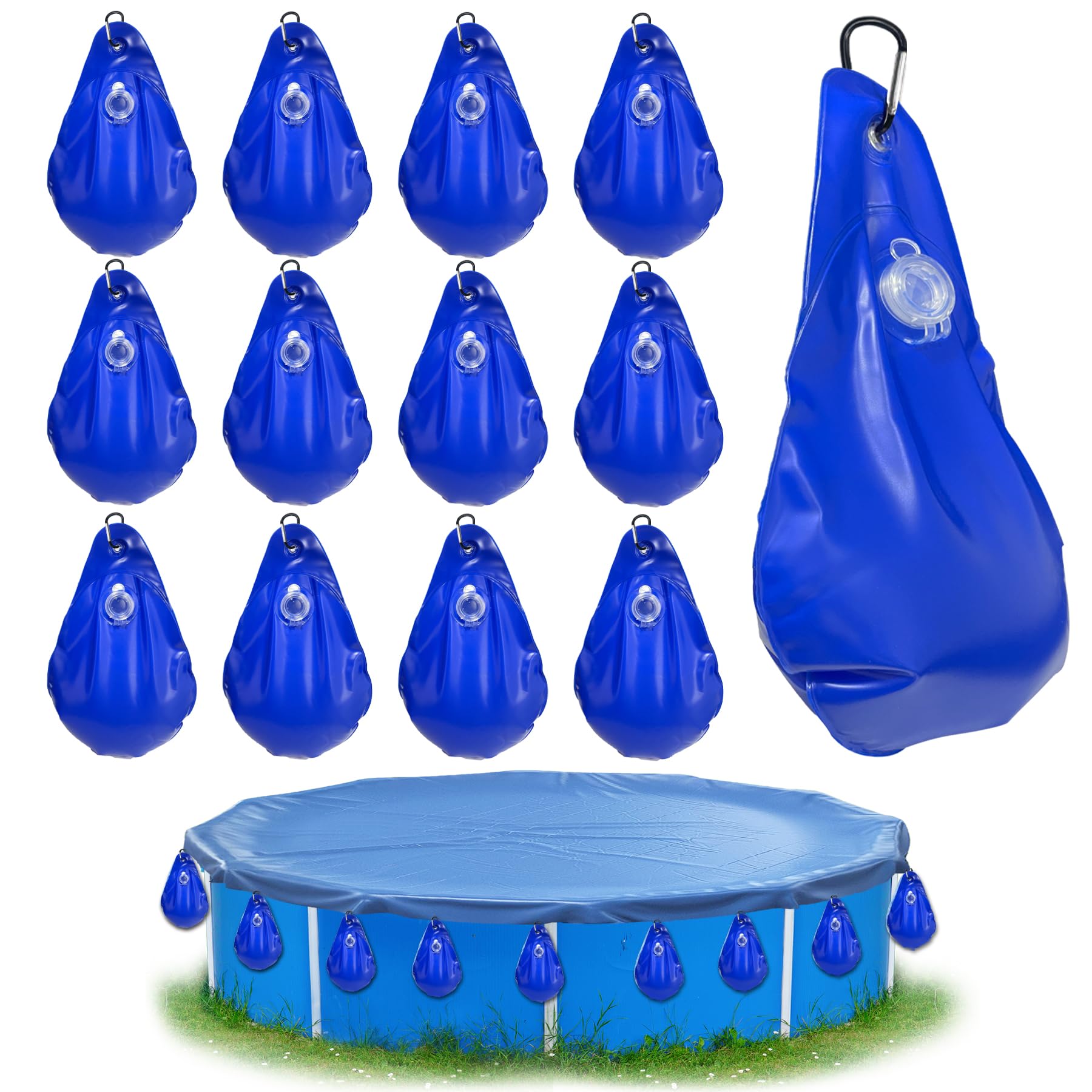 TZEKING Poolabdeckung Gewichte Wassersack,12PCS Pool-Wasserbeutel,Pool Beschwerungssack,Winter Pool Abdeckplane Beschwerungssack,Pool Wandtaschen,Schwimmbadabdeckung Hängende Tasche,für Poolabdeckung